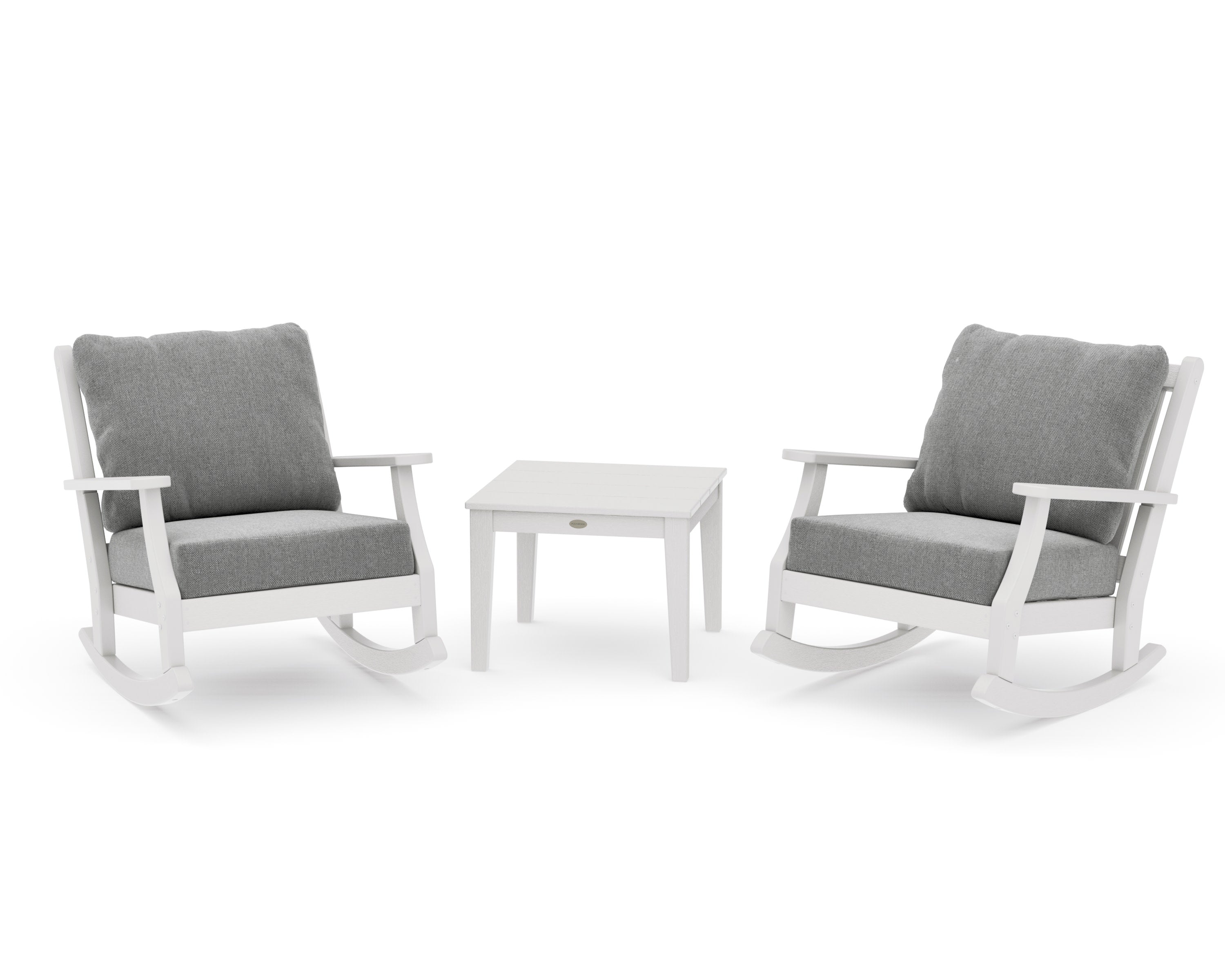 Wovendale 3-Piece Deep Seating Rocker Set in Vintage White / Grey Mist