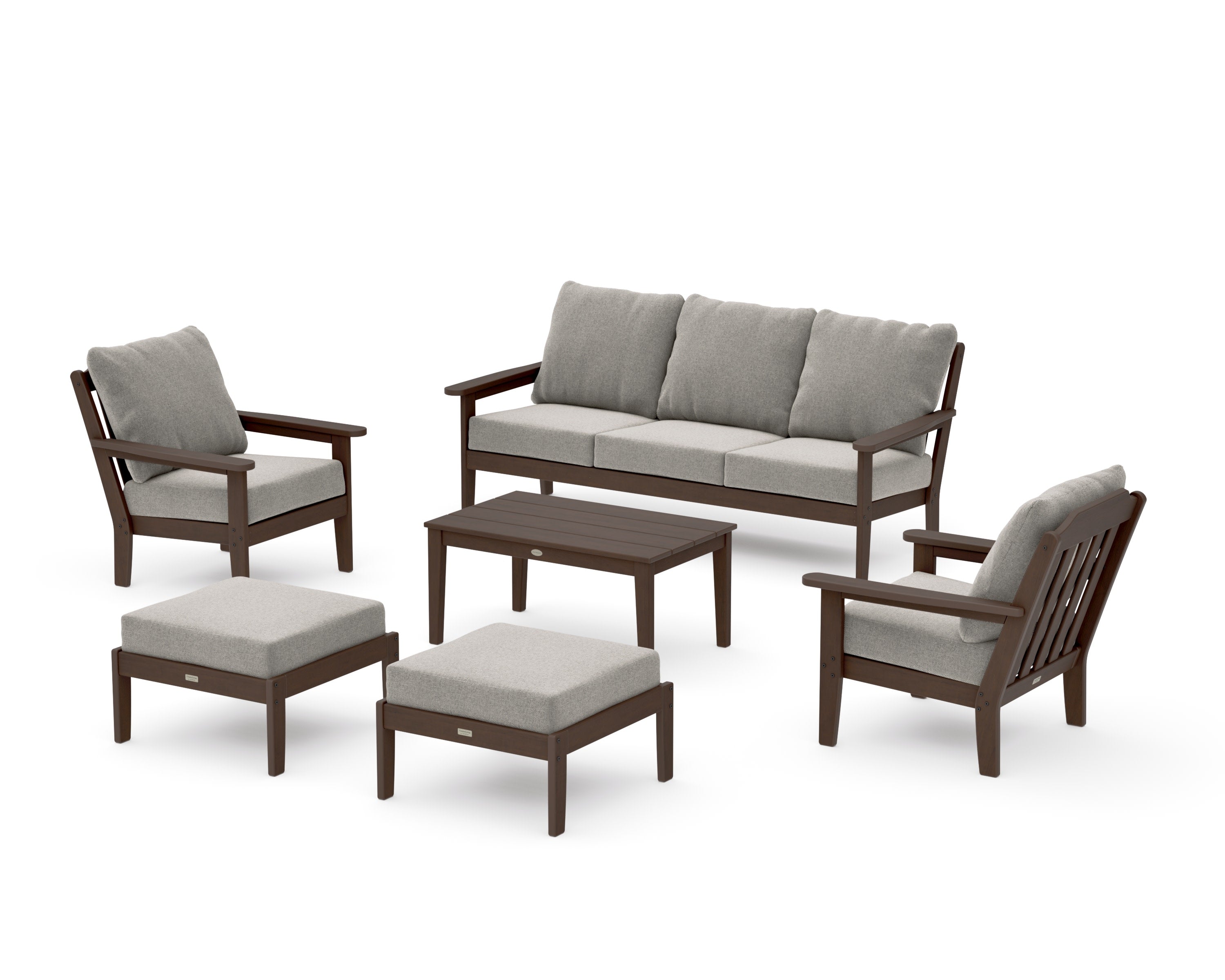 Cottage 6-Piece Lounge Sofa Set in Kona / Weathered Tweed