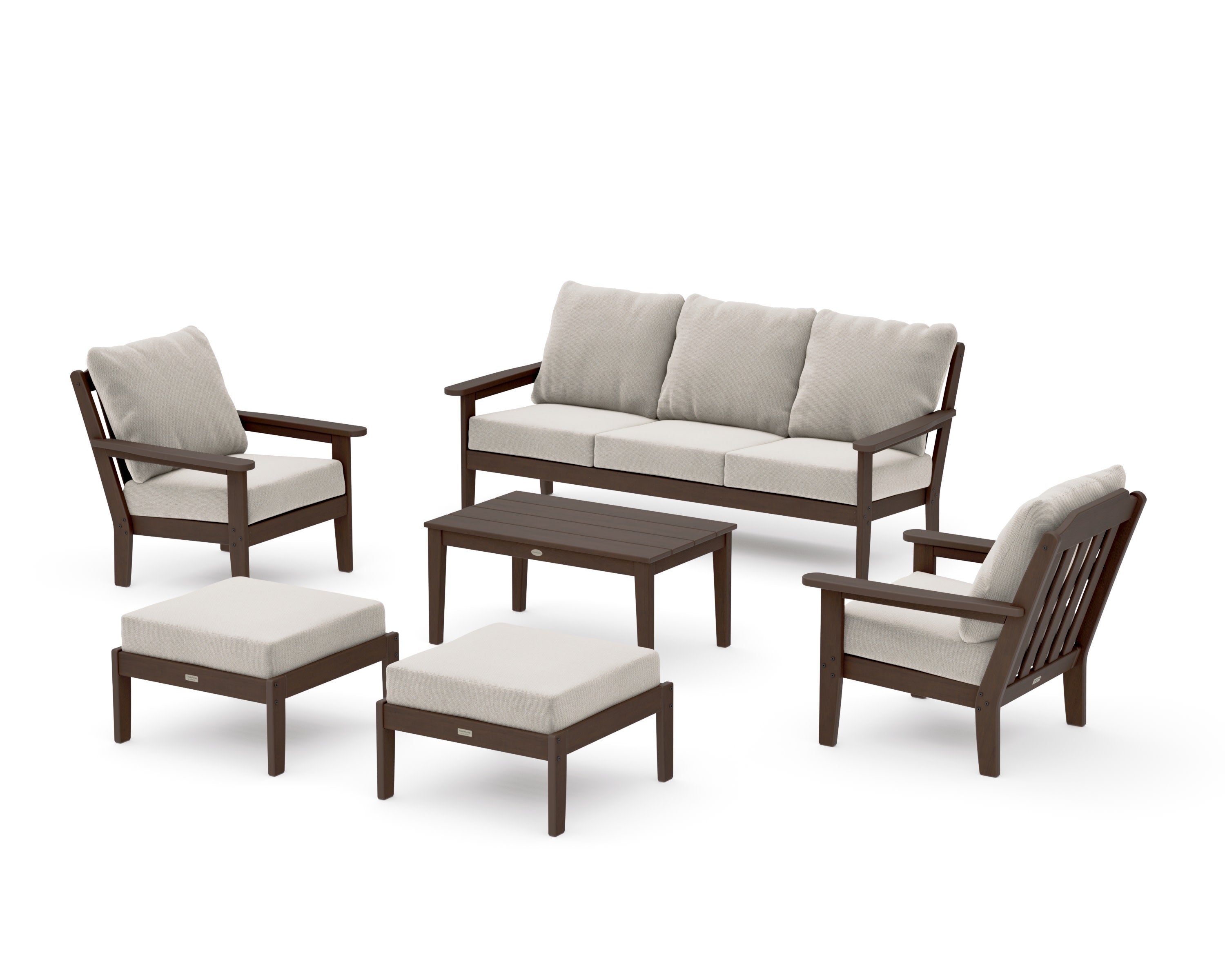 Cottage 6-Piece Lounge Sofa Set in Kona / Dune Burlap