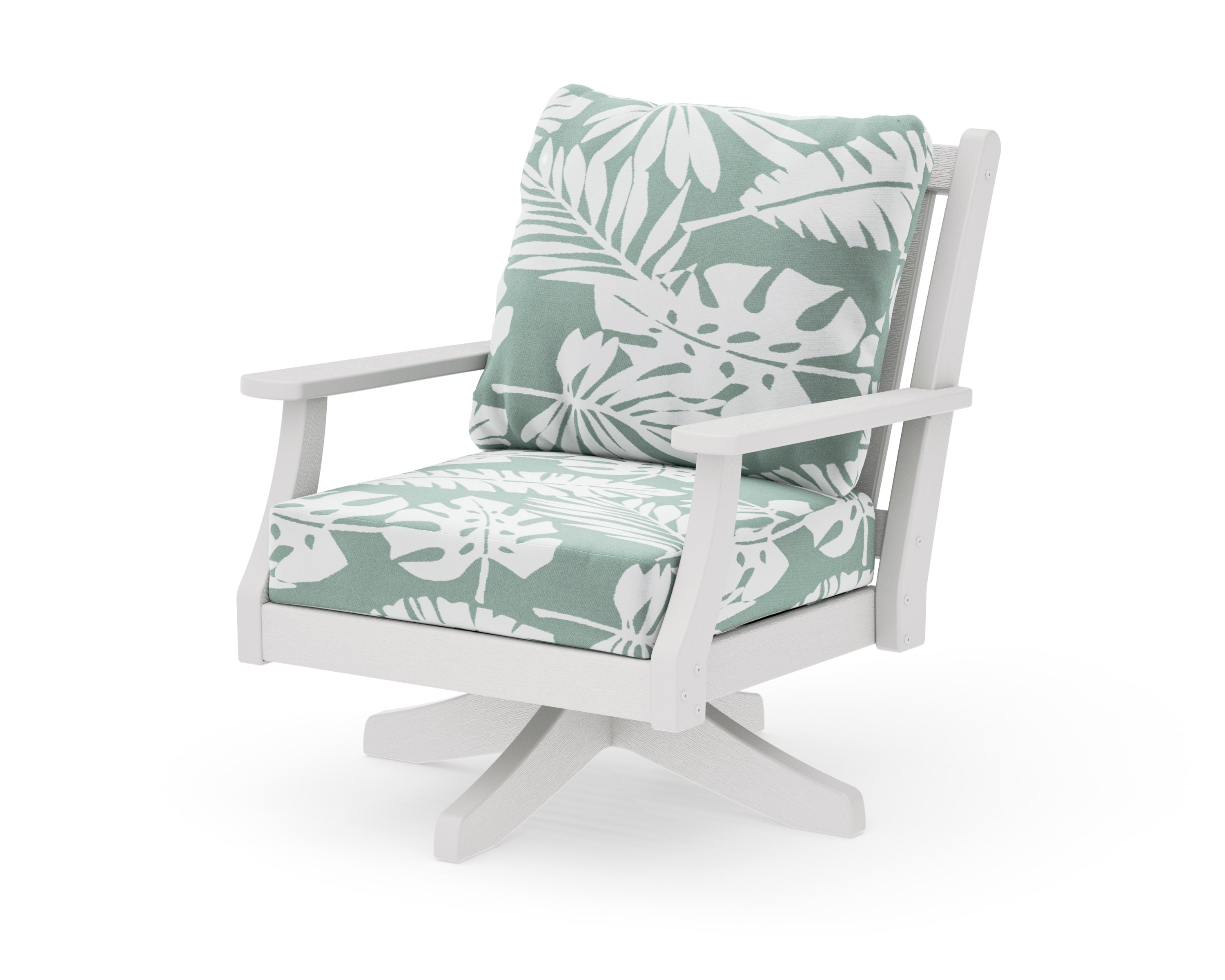 Wovendale Deep Seating Swivel Chair in Vintage White / Leaf Glacier Spa