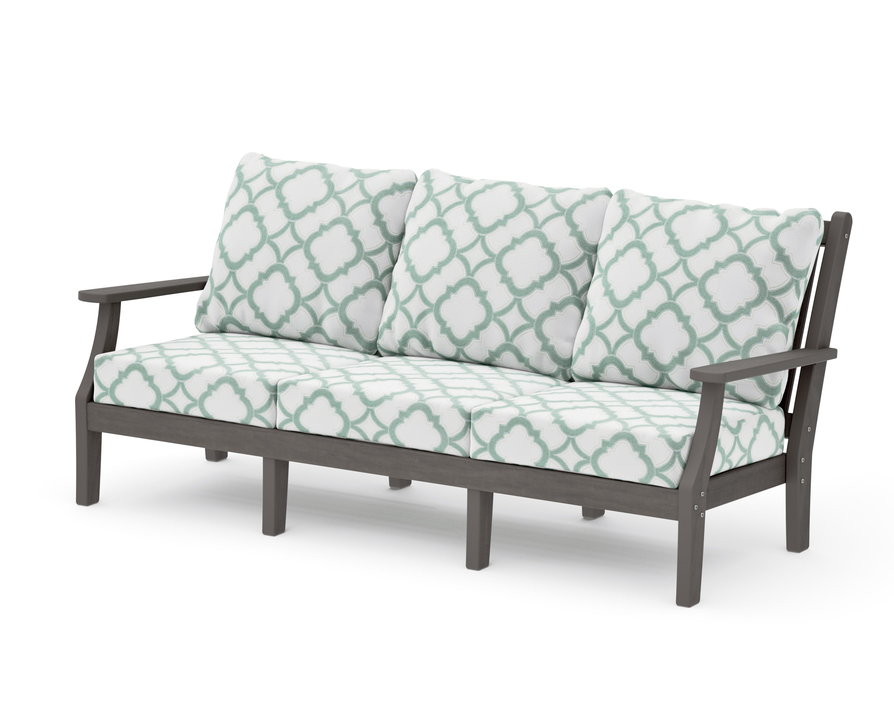 Wovendale Deep Seating Sofa in Driftwood / Trellis Glacier Spa