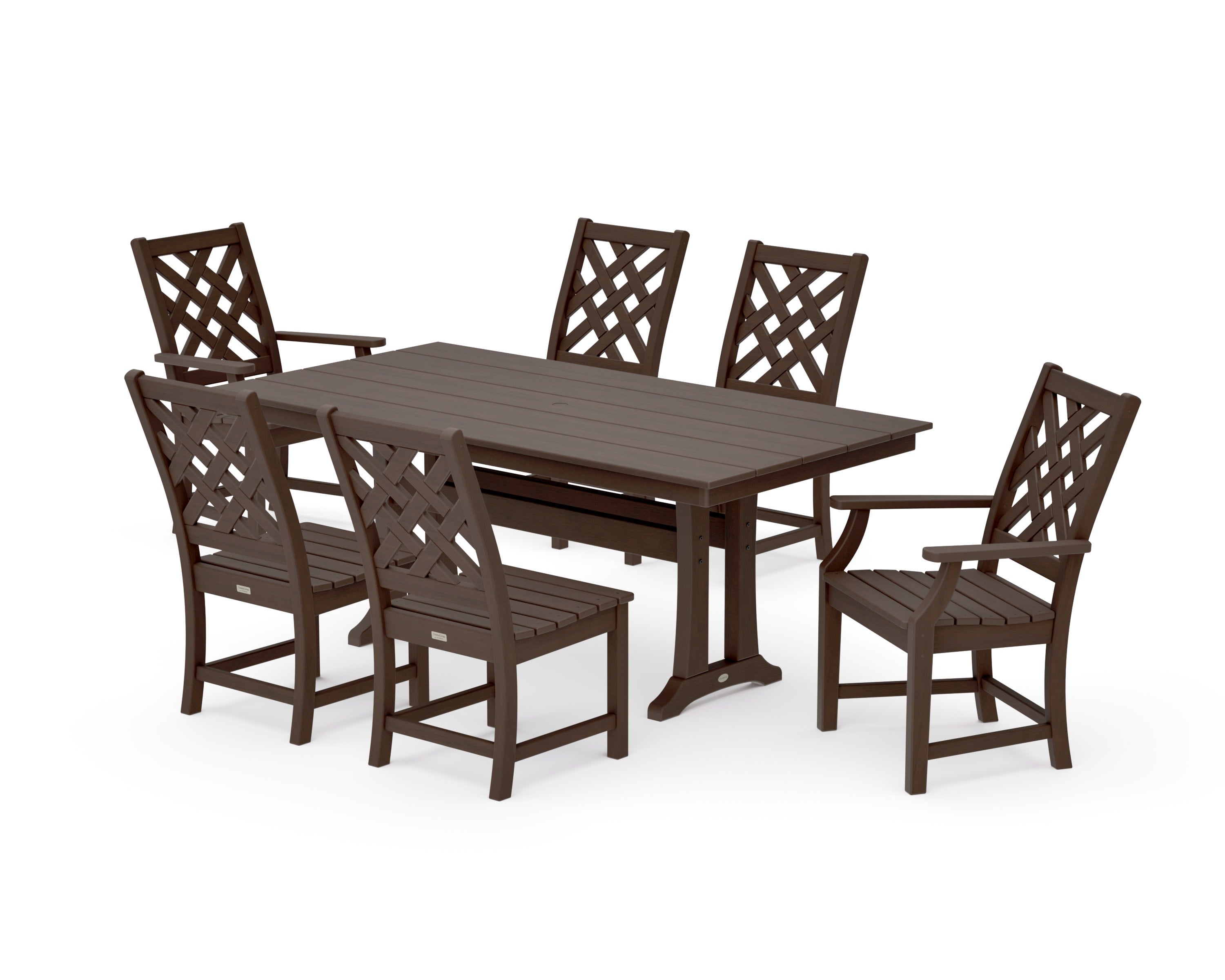 Wovendale 7-Piece Farmhouse Dining Set with Trestle Legs in Kona