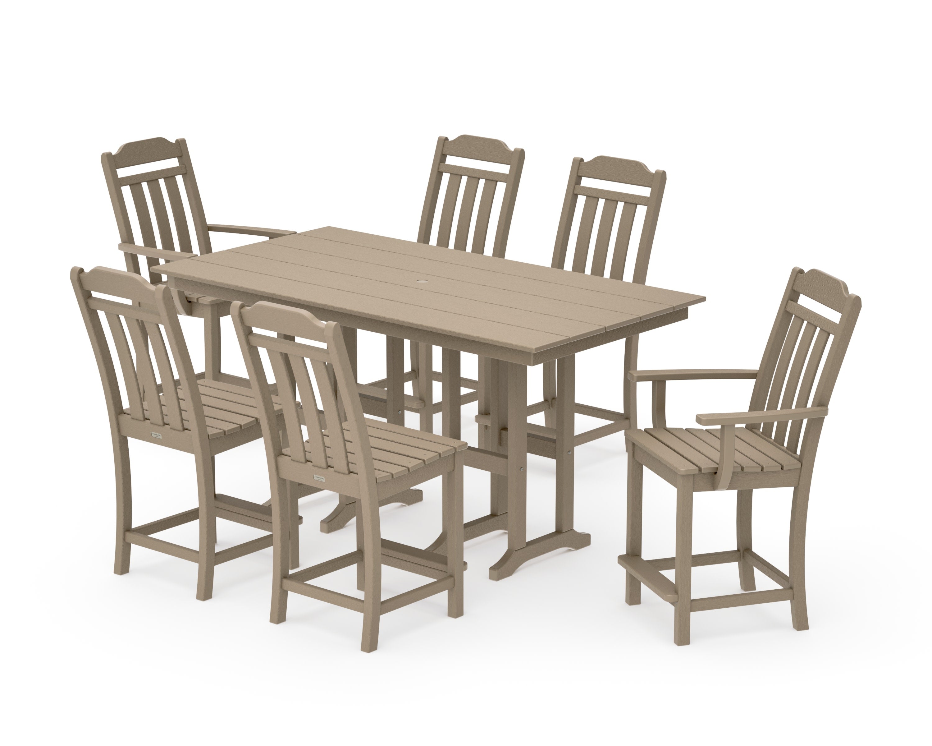 Cottage 7-Piece Farmhouse Counter Set in Vintage Sahara