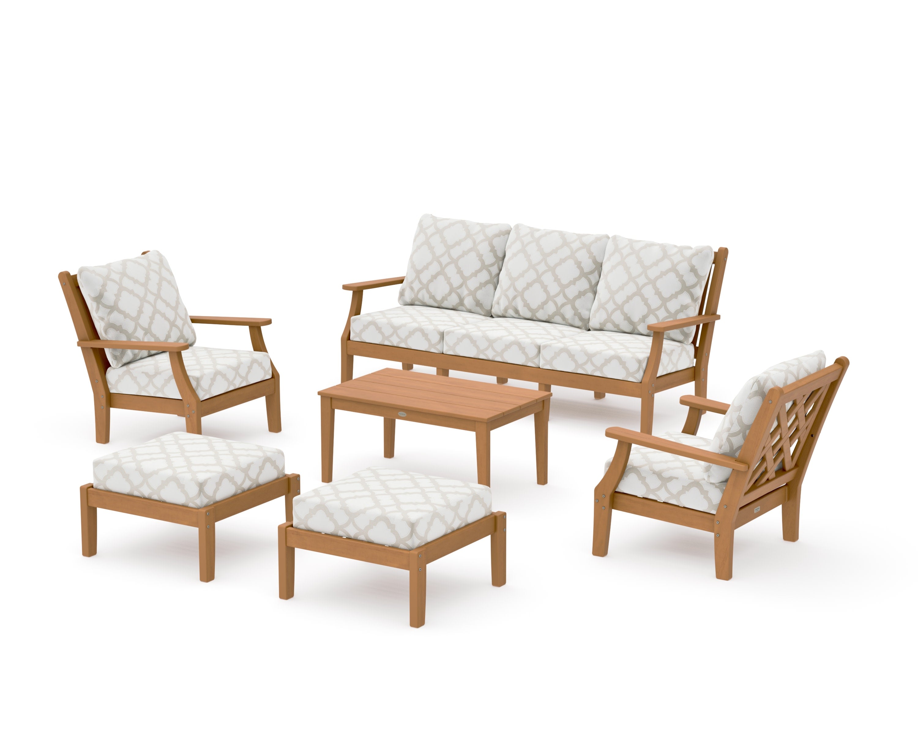 Wovendale 6-Piece Lounge Sofa Set in Natural / Trellis Dune Burlap