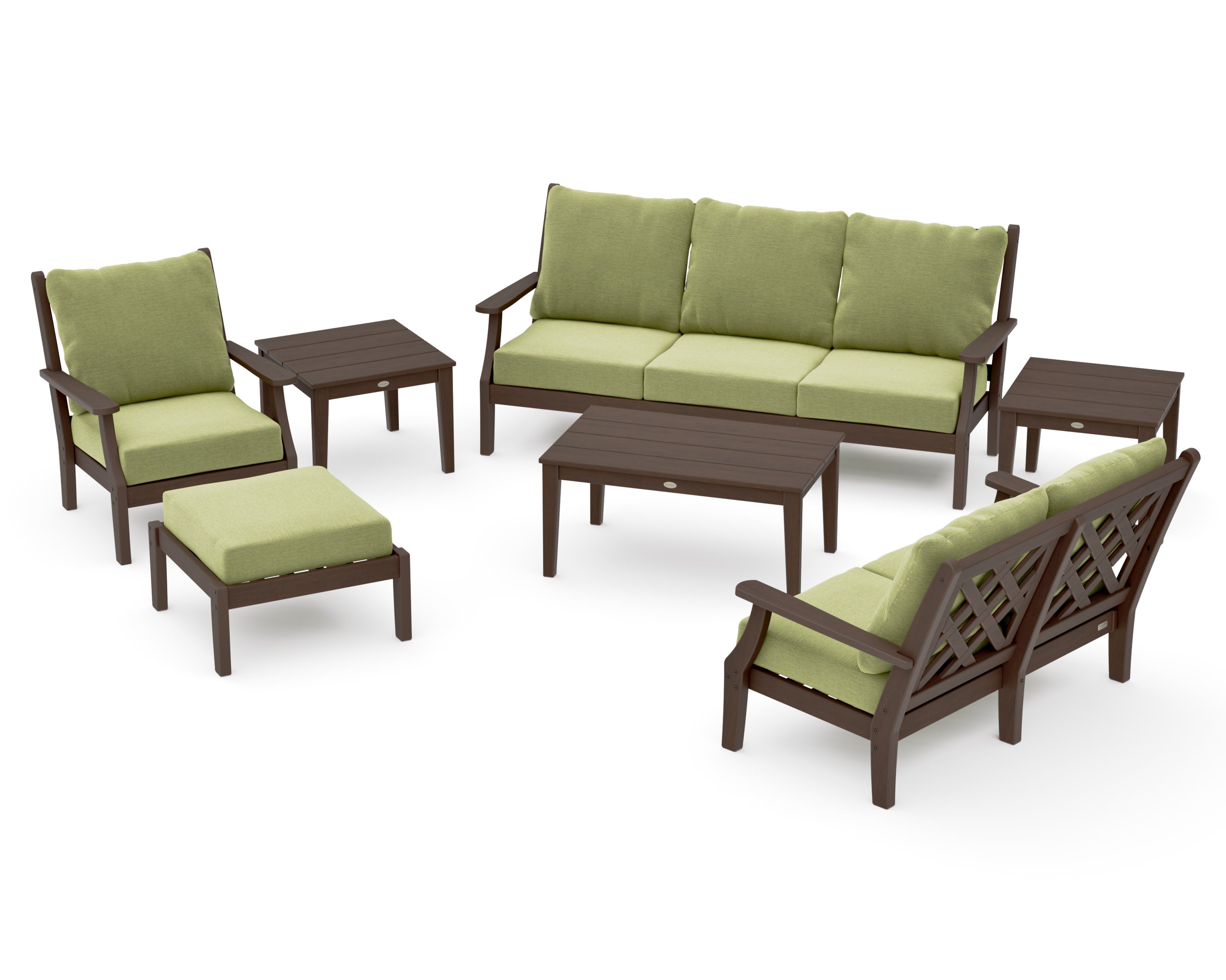 Wovendale 7-Piece Deep Seating Set in Kona / Chartreuse Boucle