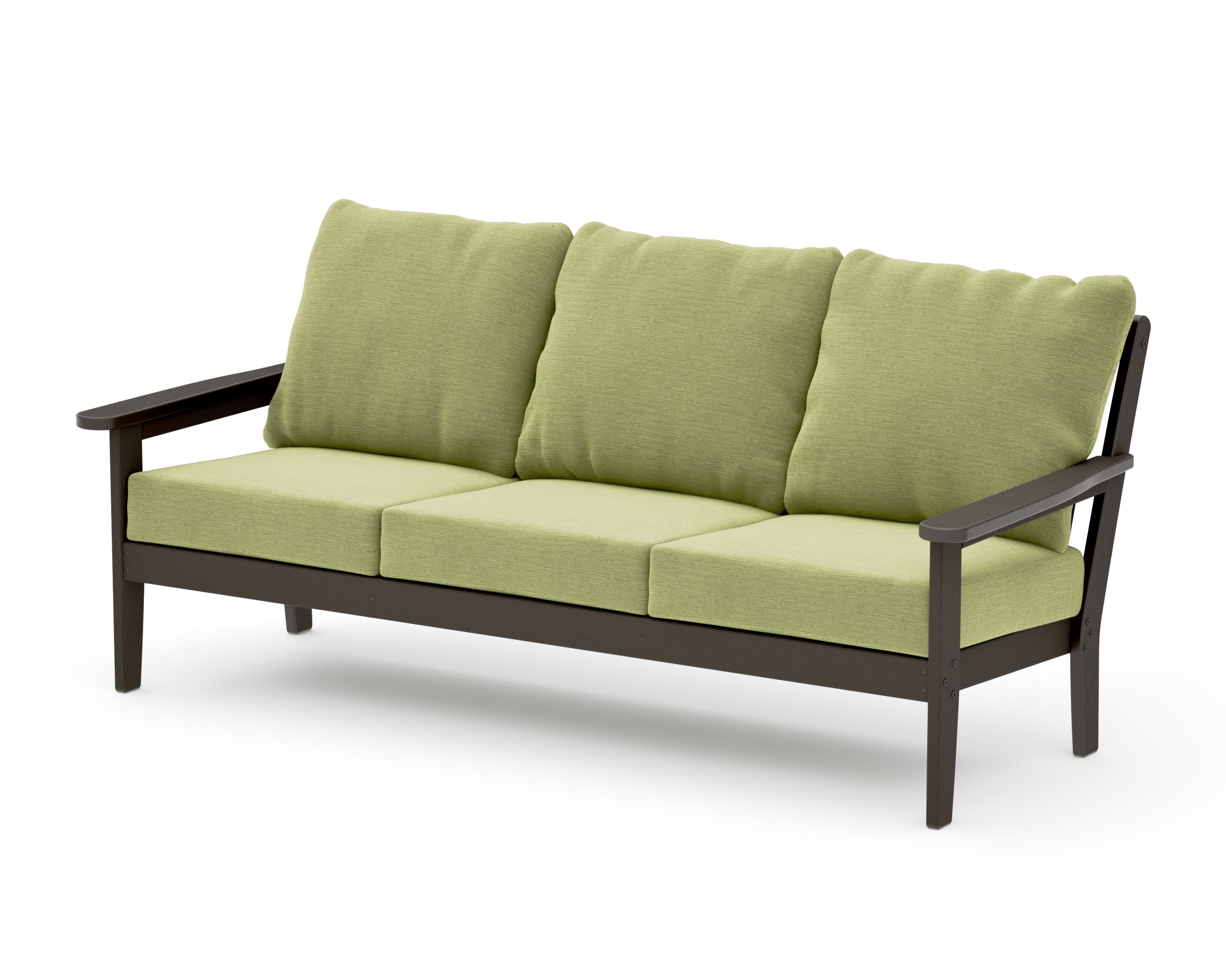 Cottage Deep Seating Sofa in Vintage Coffee / Chartreuse Boucle