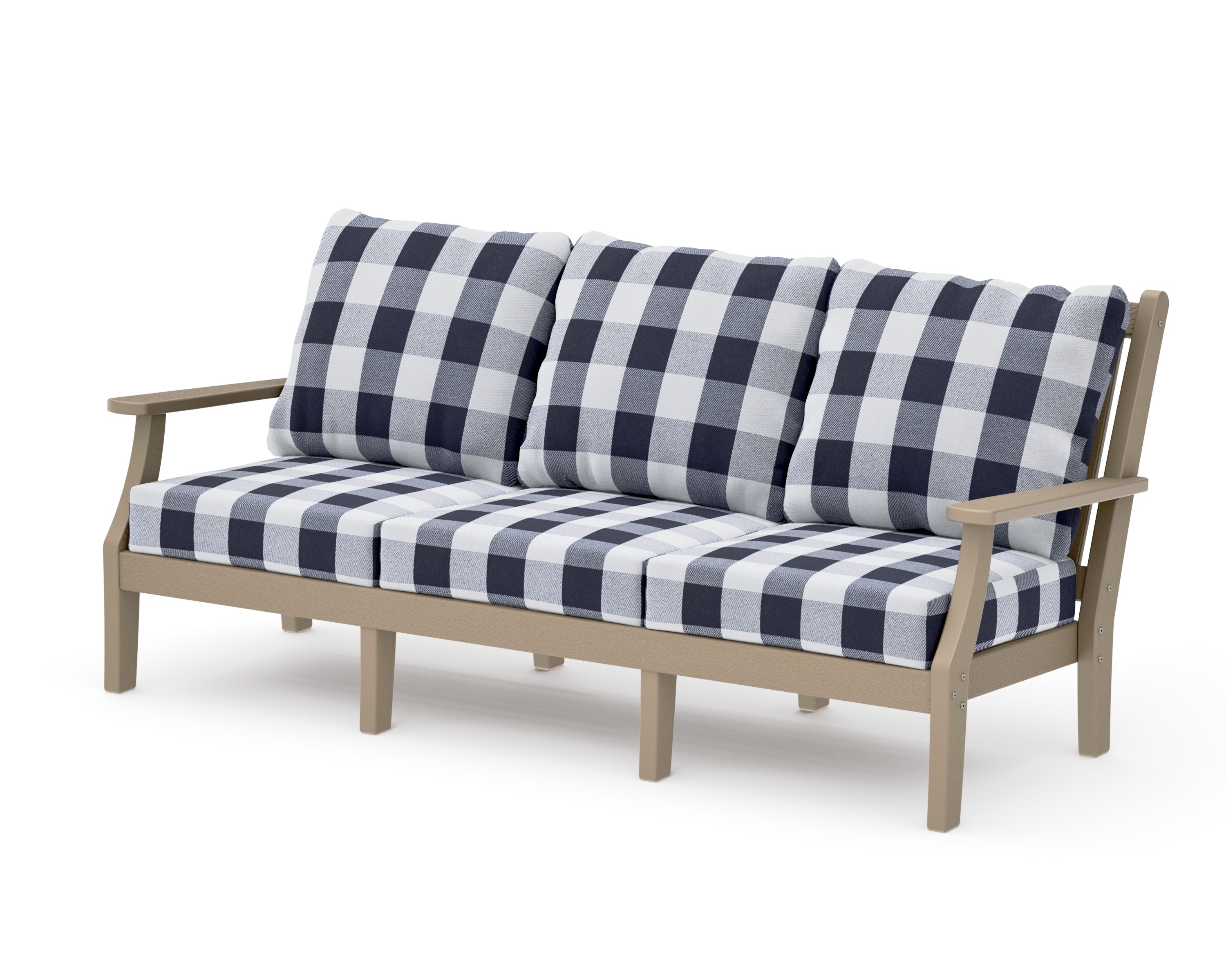 Wovendale Deep Seating Sofa in Vintage Sahara / Buffalo Plaid Navy