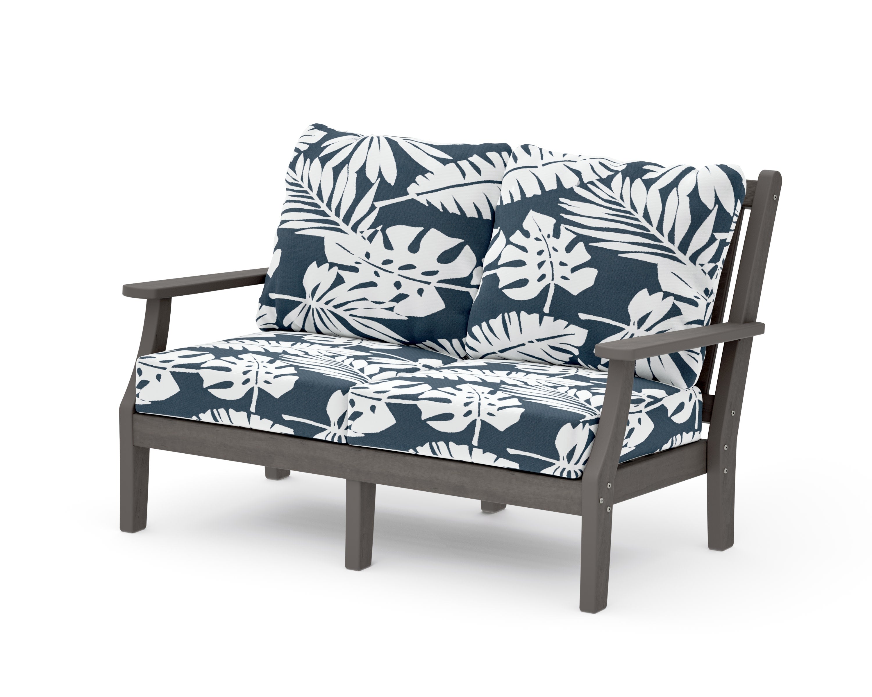 Wovendale Deep Seating Loveseat in Driftwood / Leaf Marine Indigo