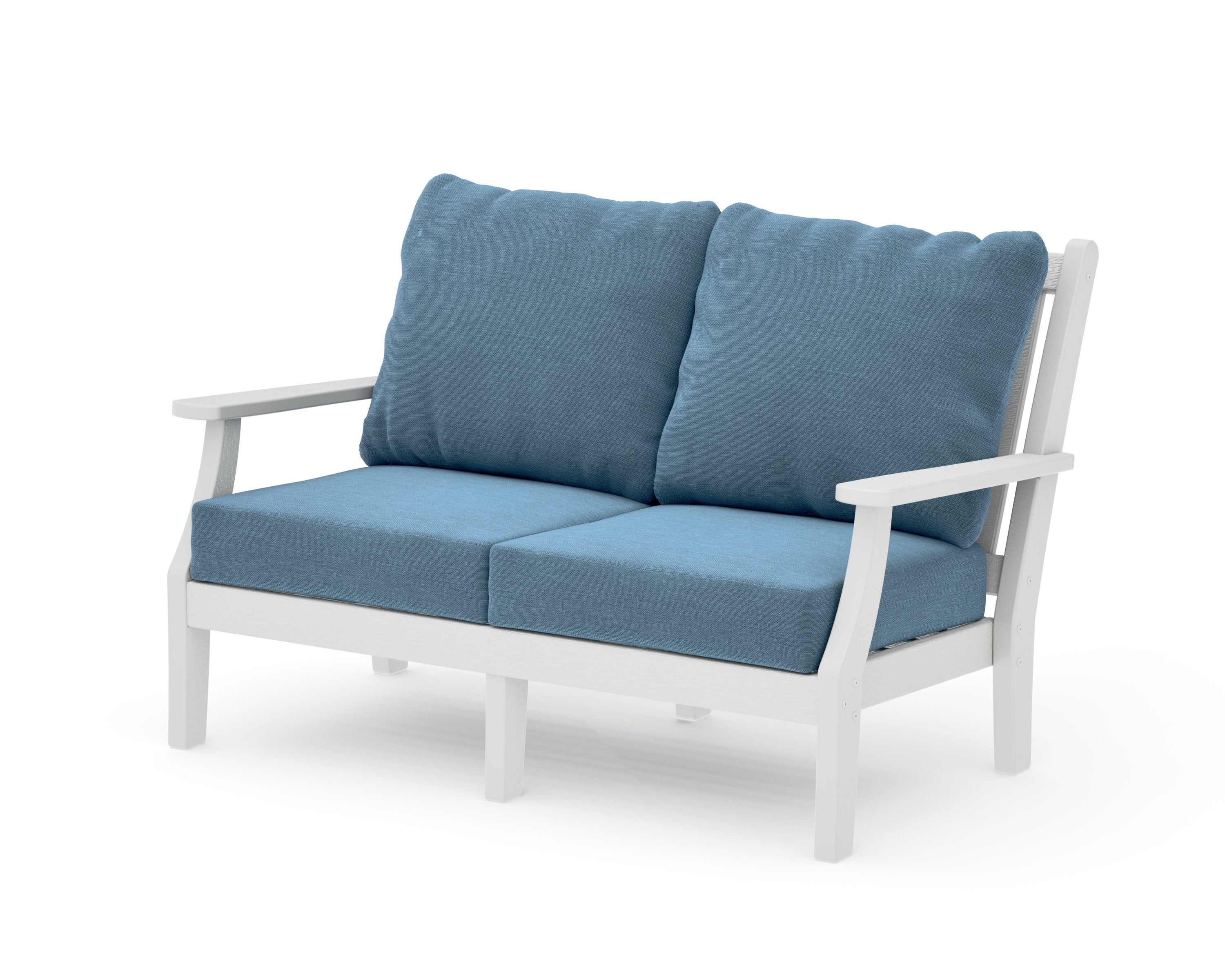 Wovendale Deep Seating Loveseat in Vintage White / Sky Blue