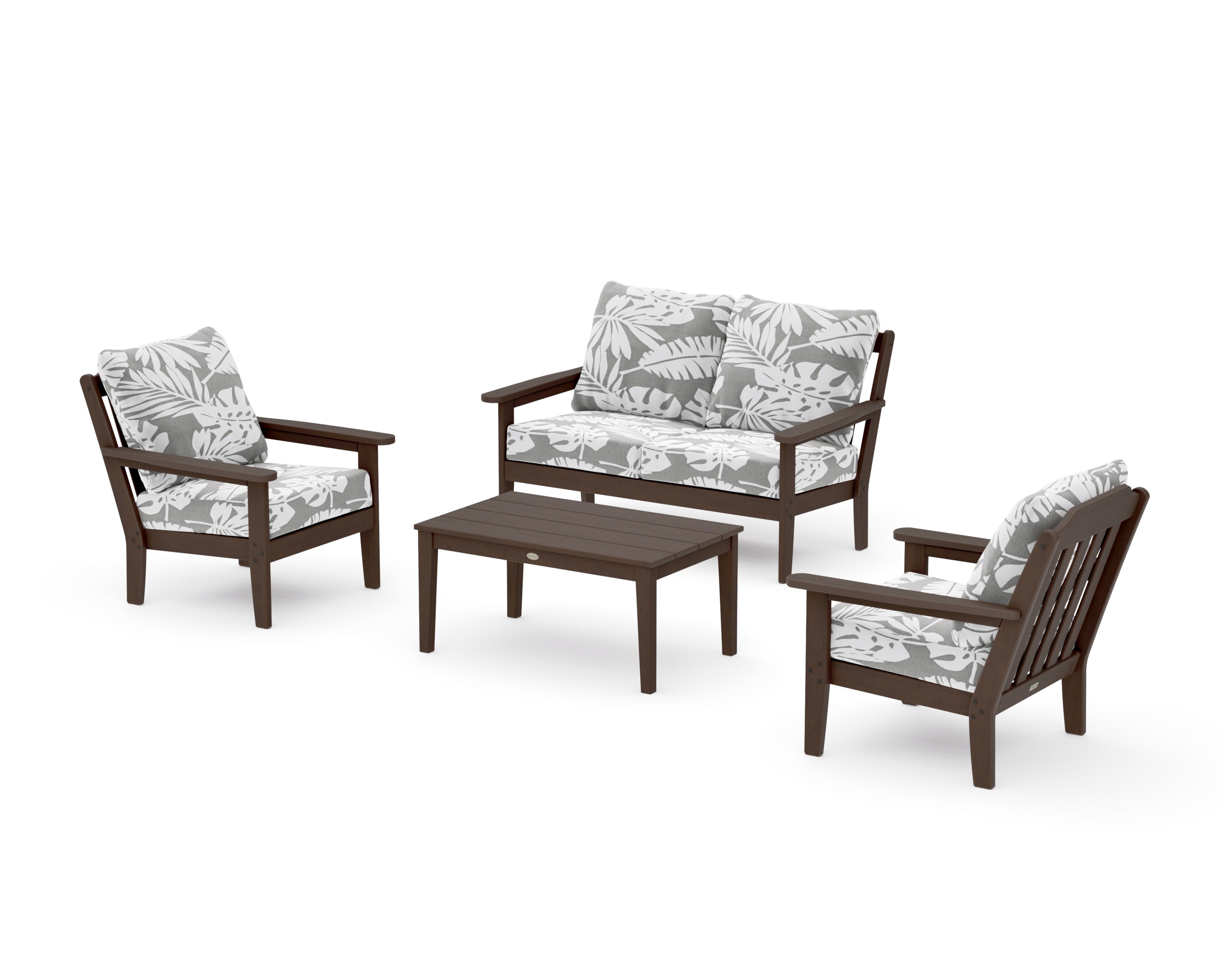 Cottage 4-Piece Deep Seating Set with Loveseat in Kona / Leaf Grey Mist