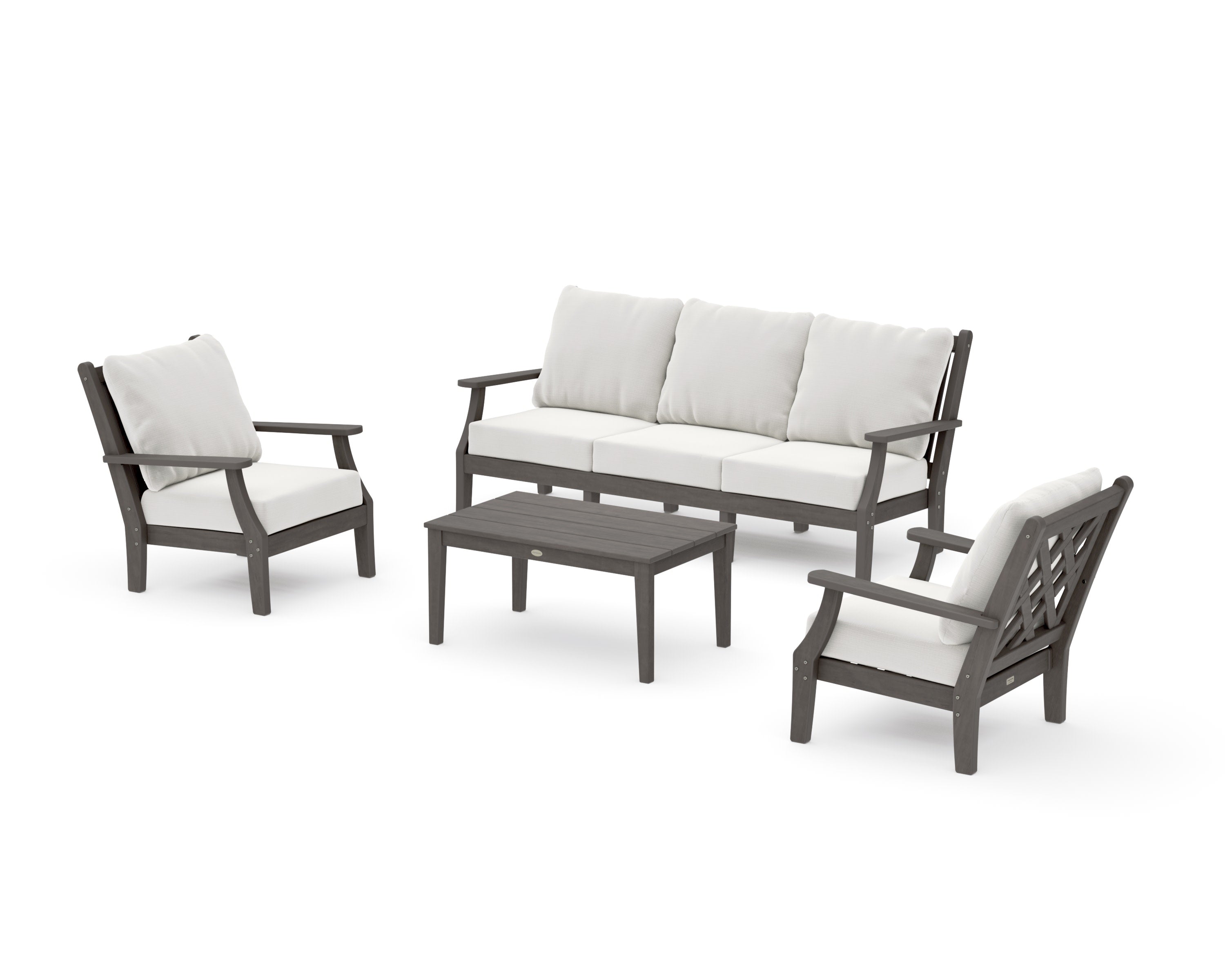Wovendale 4-Piece Deep Seating Set with Sofa in Driftwood / Natural Linen