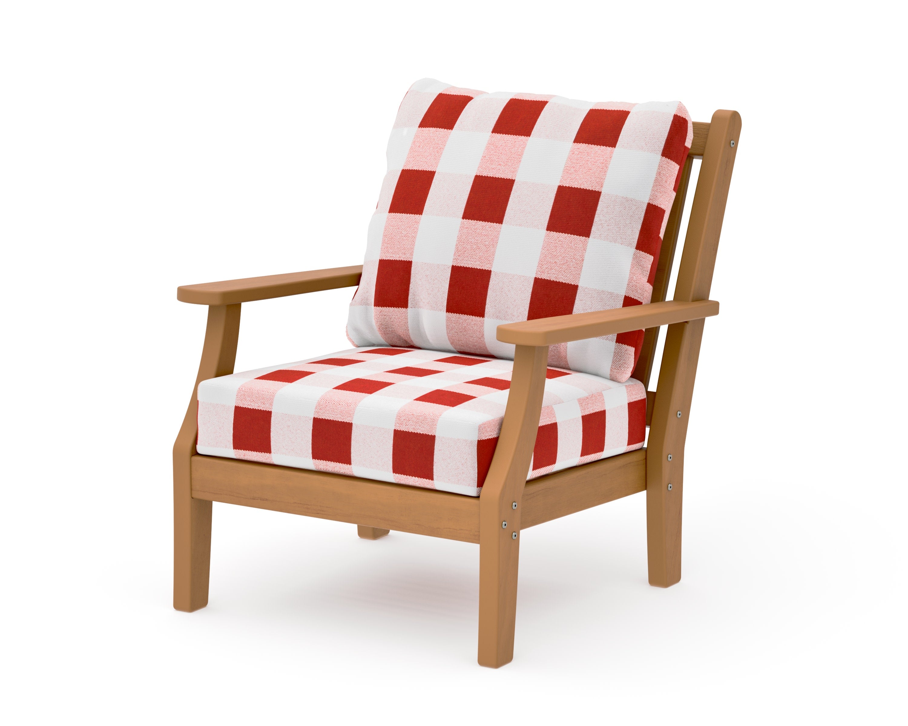 Wovendale Deep Seating Chair in Natural / Buffalo Plaid Crimson