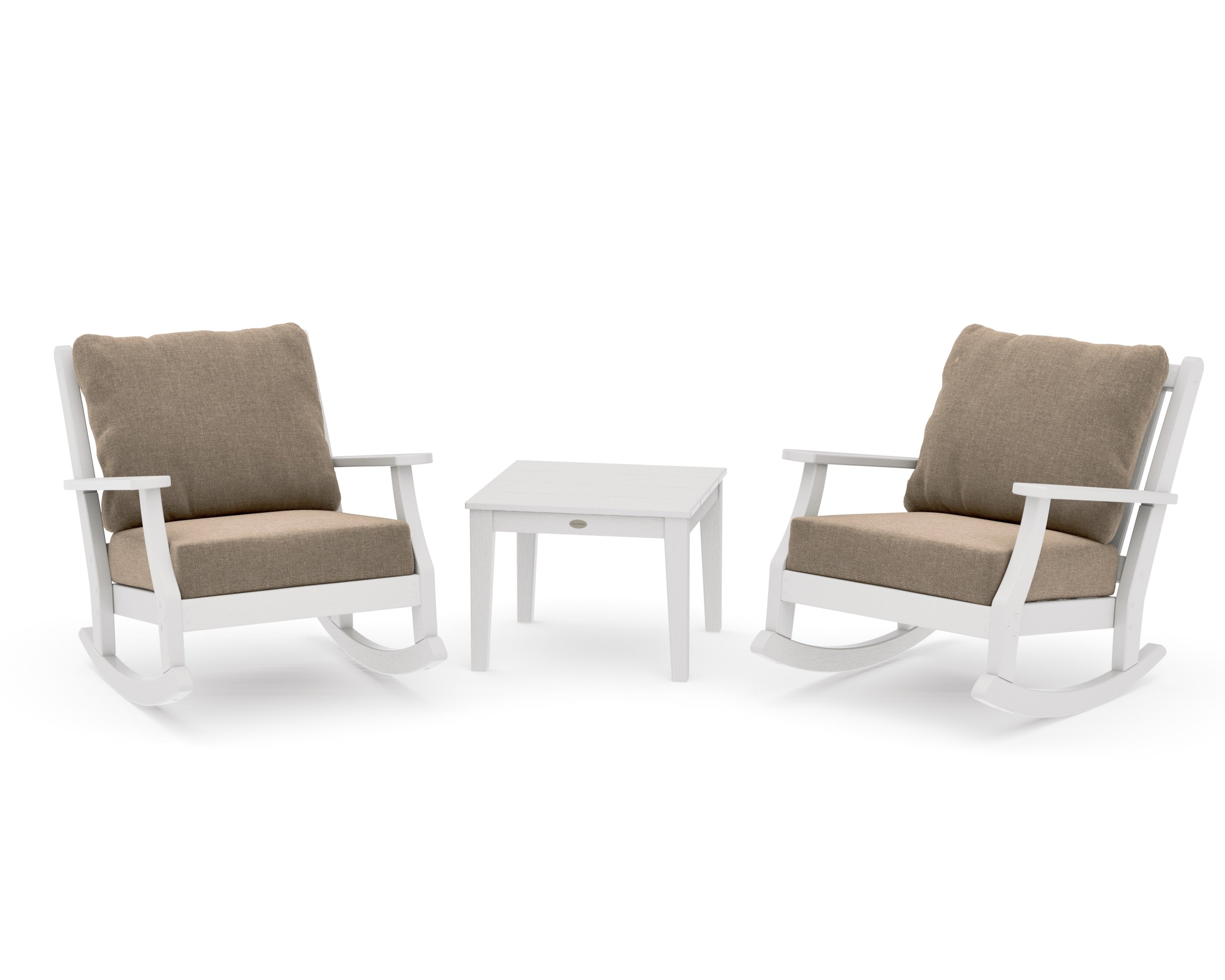Wovendale 3-Piece Deep Seating Rocker Set in Vintage White / Spiced Burlap