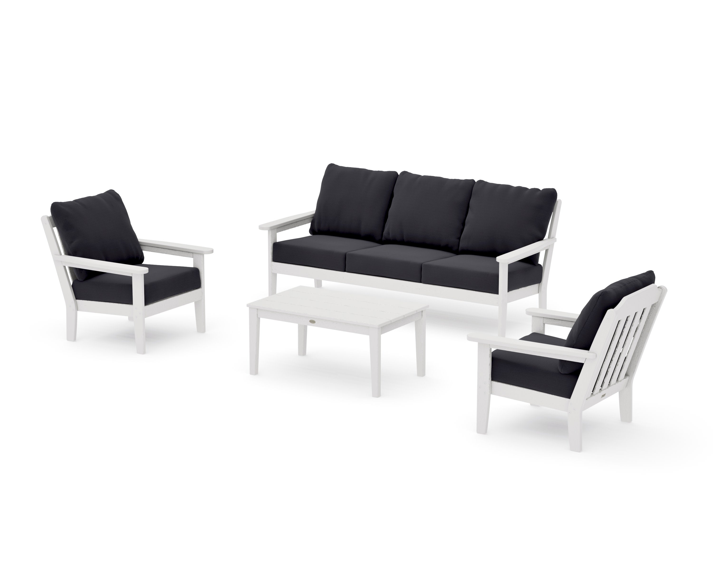 Cottage 4-Piece Deep Seating Set with Sofa in Vintage White / Midnight Linen