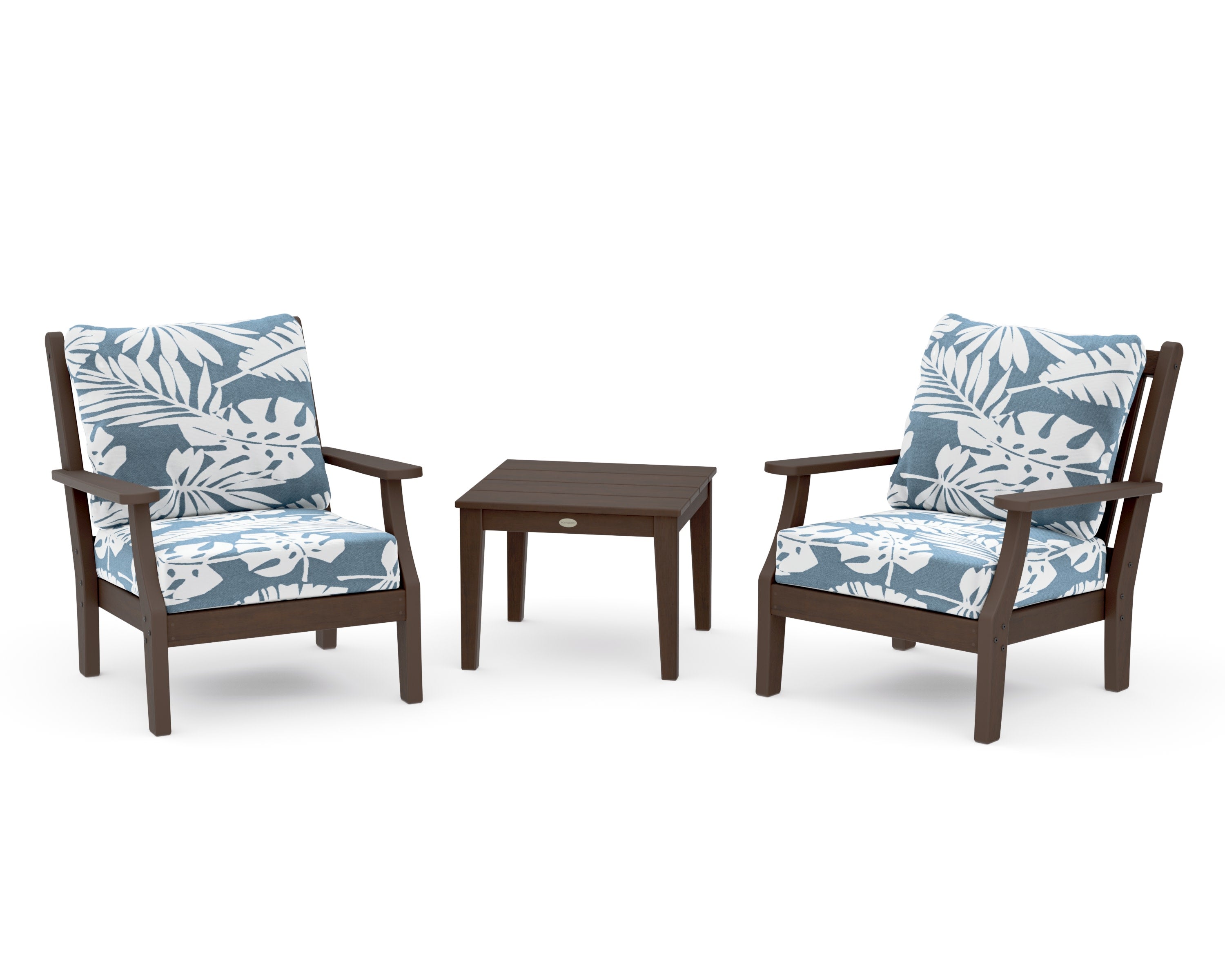 Wovendale 3-Piece Deep Seating Set in Kona / Leaf Sky Blue