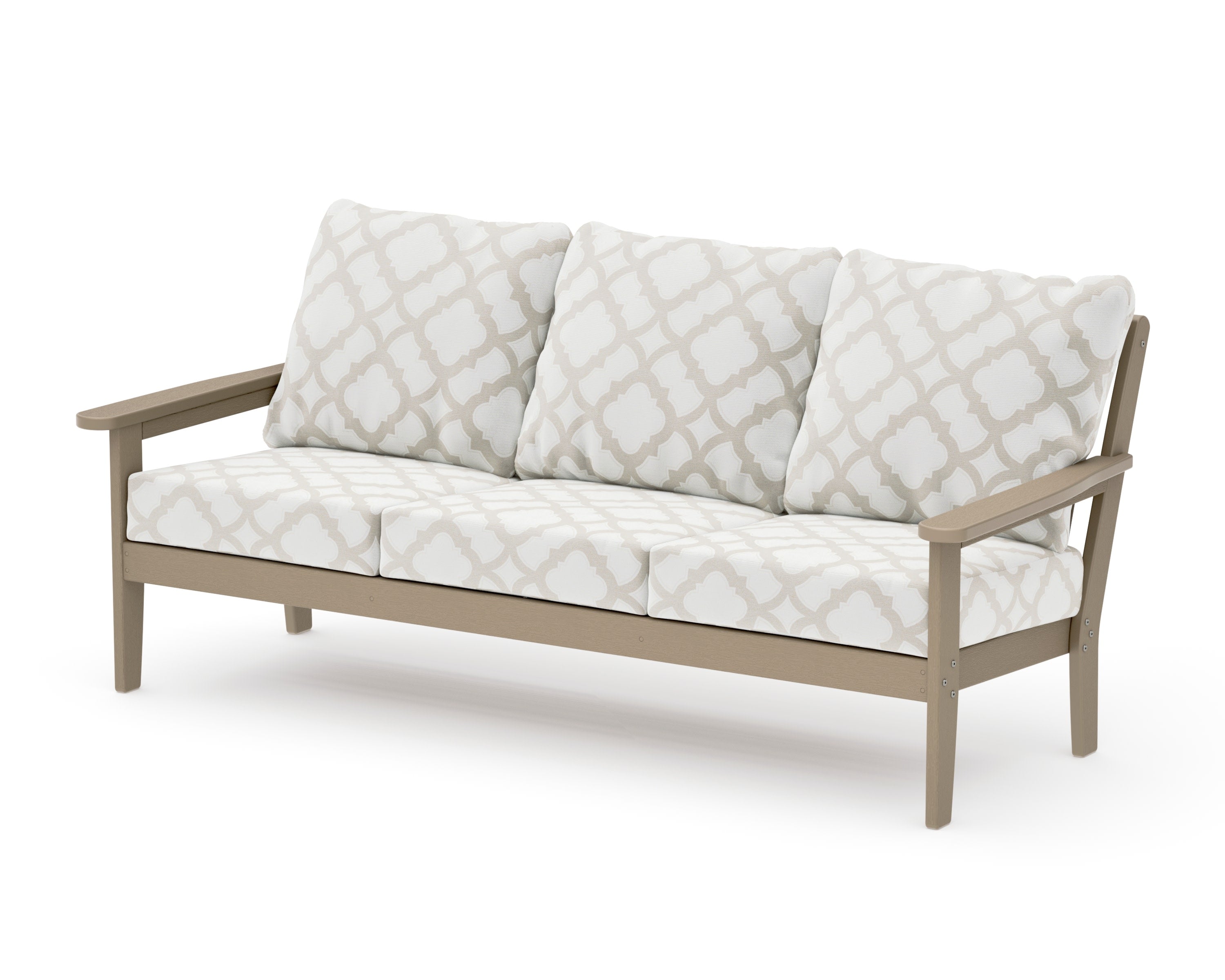 Cottage Deep Seating Sofa in Vintage Sahara / Trellis Dune Burlap