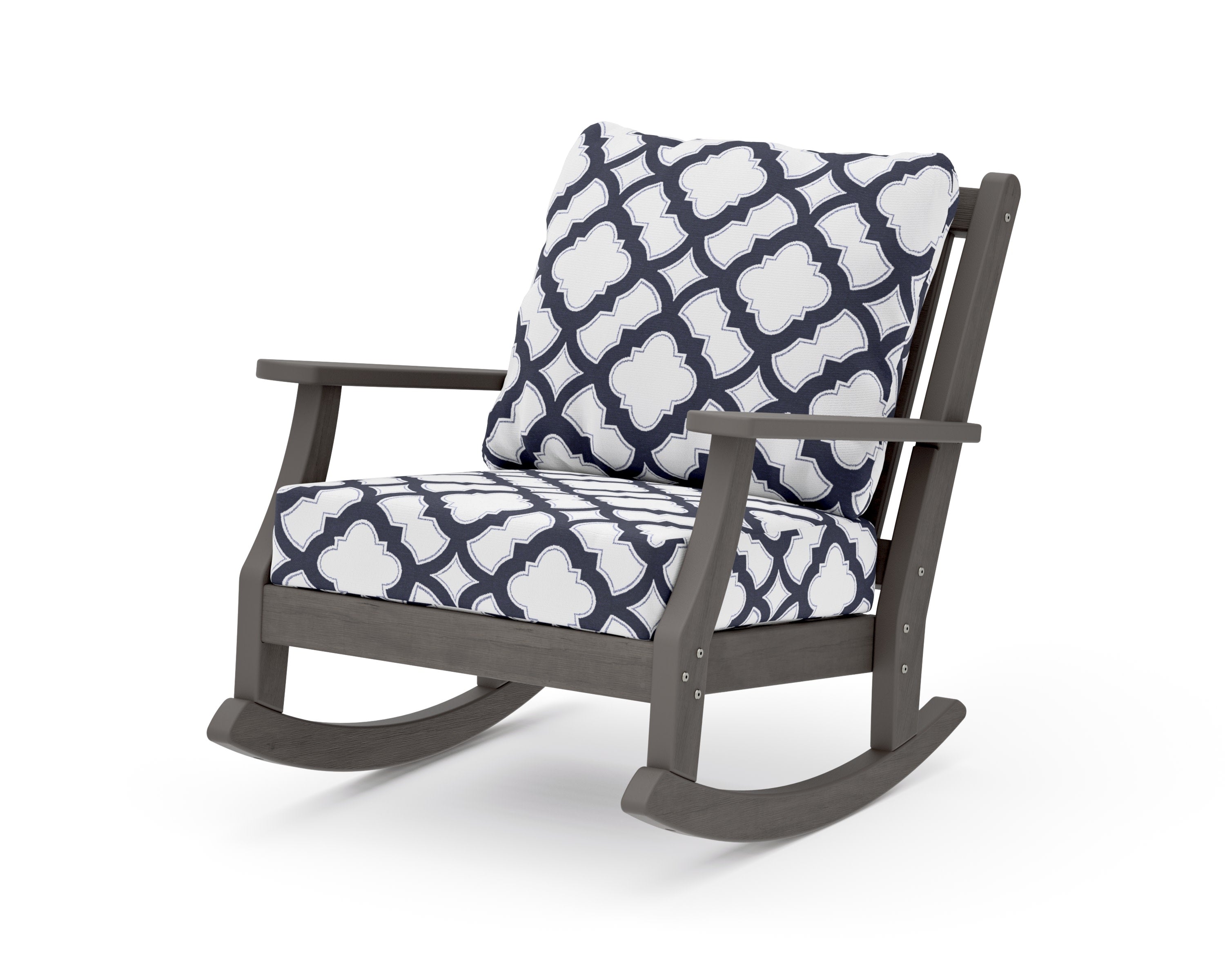Wovendale Deep Seating Rocking Chair in Driftwood / Trellis Navy