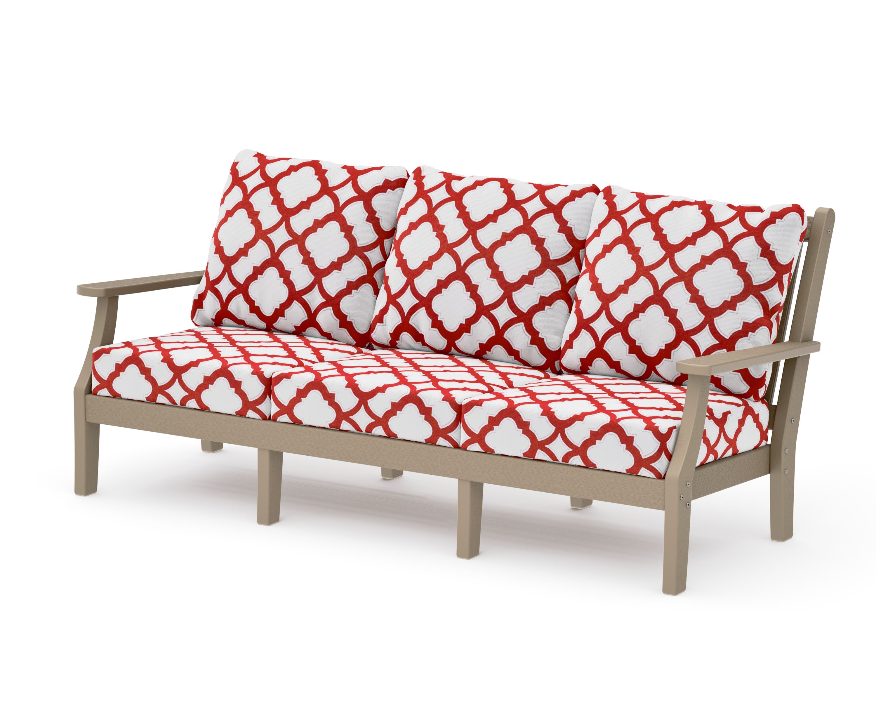 Wovendale Deep Seating Sofa in Vintage Sahara / Trellis Crimson