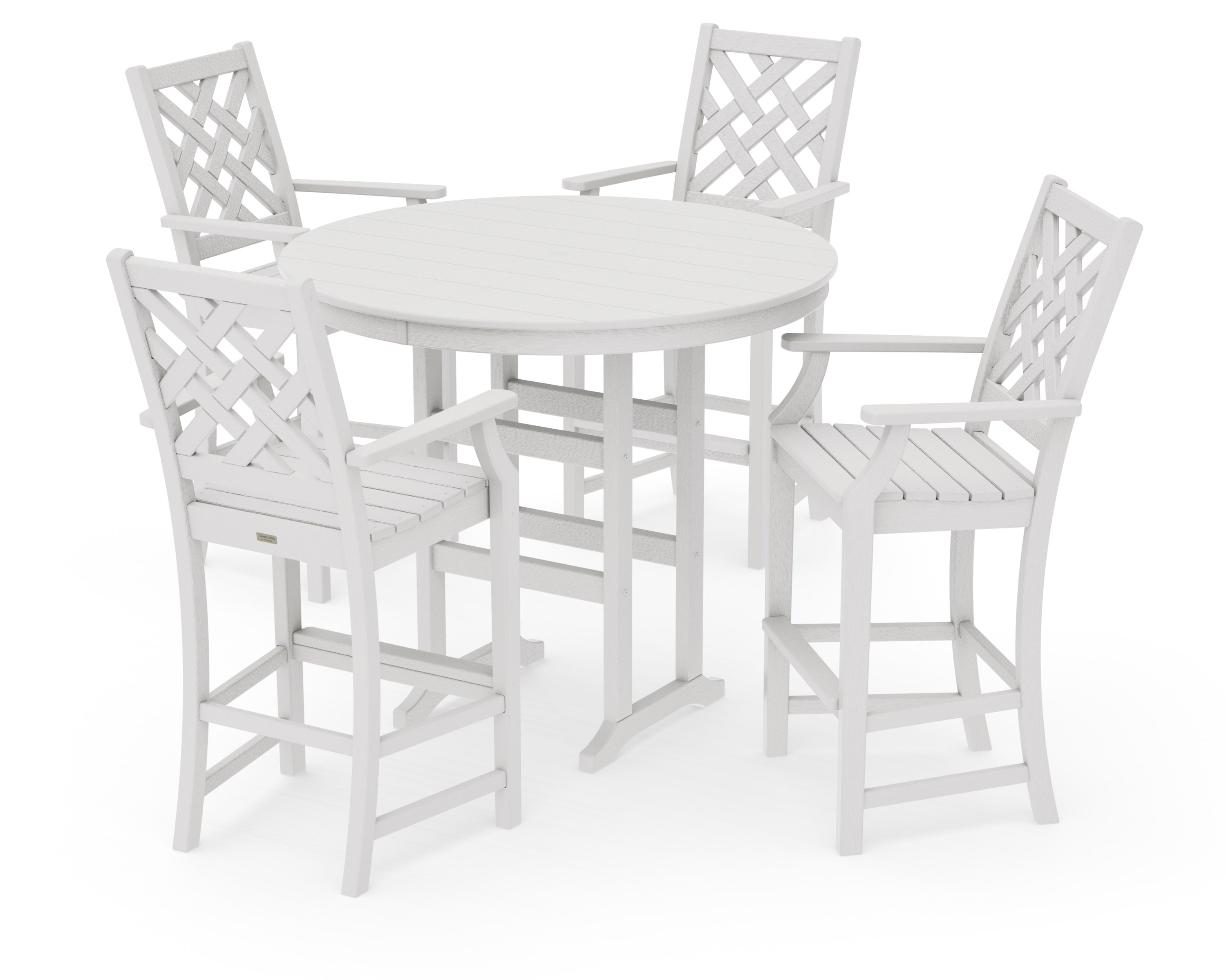 Wovendale 5-Piece Round Farmhouse Bar Set in Vintage White