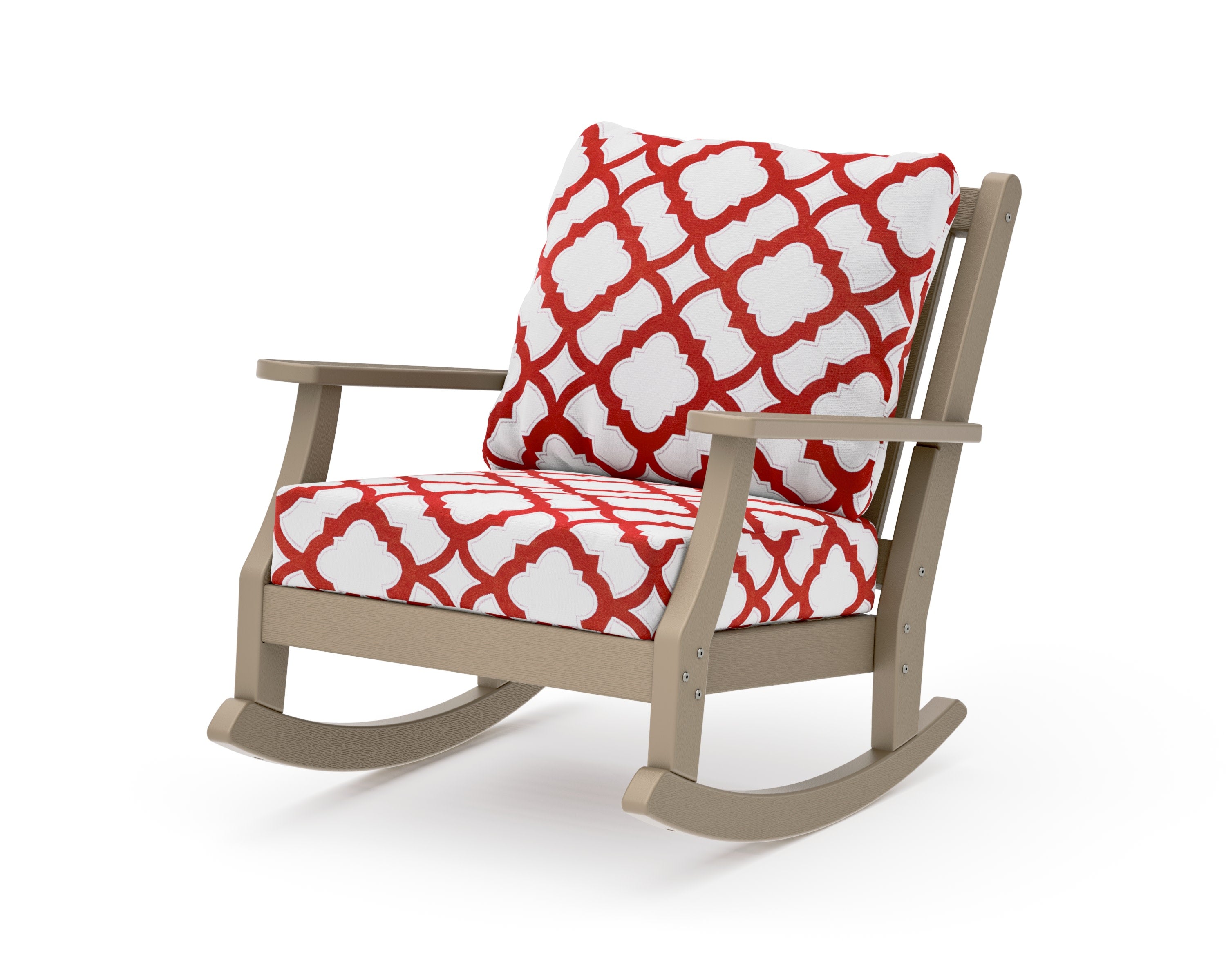Wovendale Deep Seating Rocking Chair in Vintage Sahara / Trellis Crimson