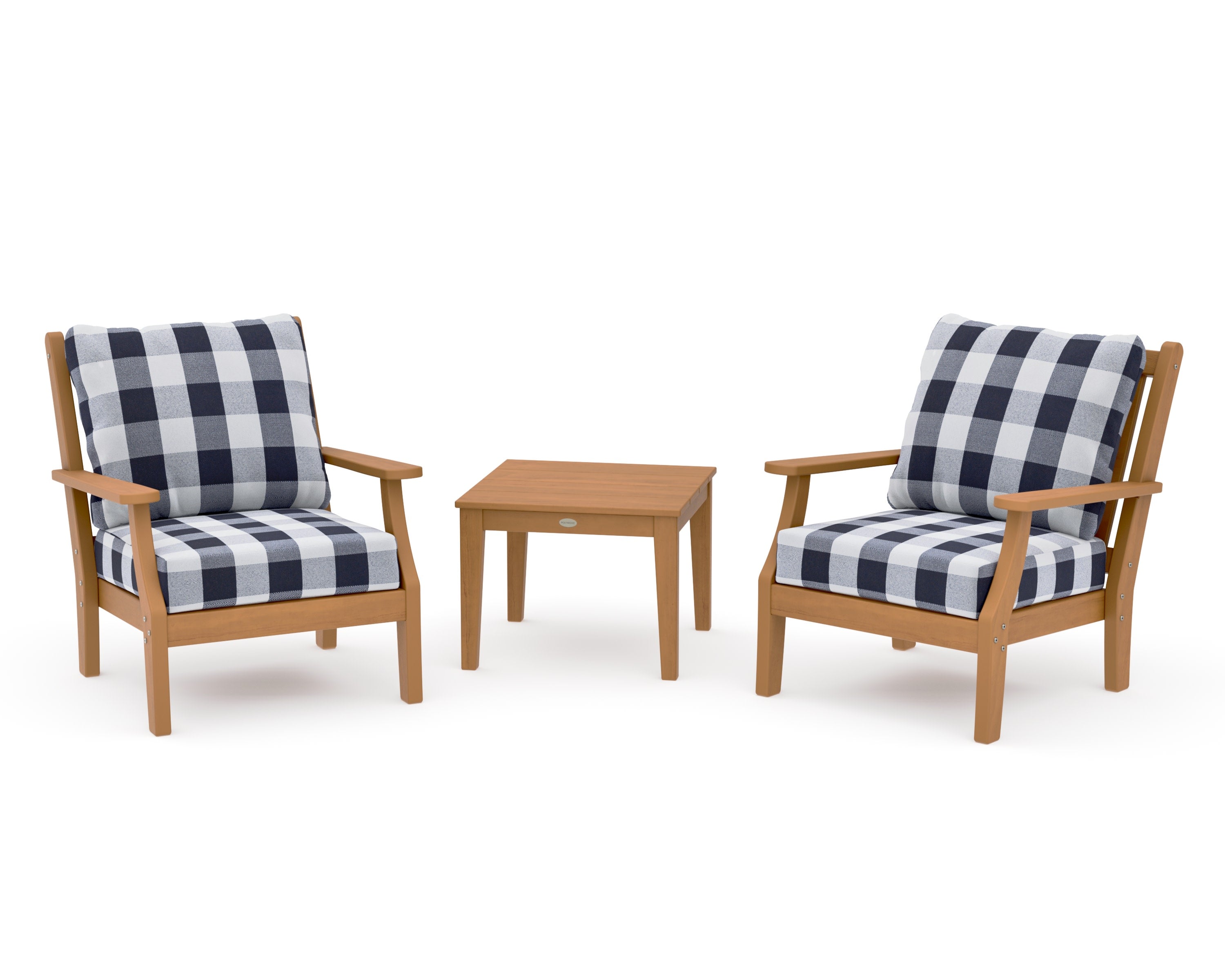 Wovendale 3-Piece Deep Seating Set in Natural / Buffalo Plaid Navy