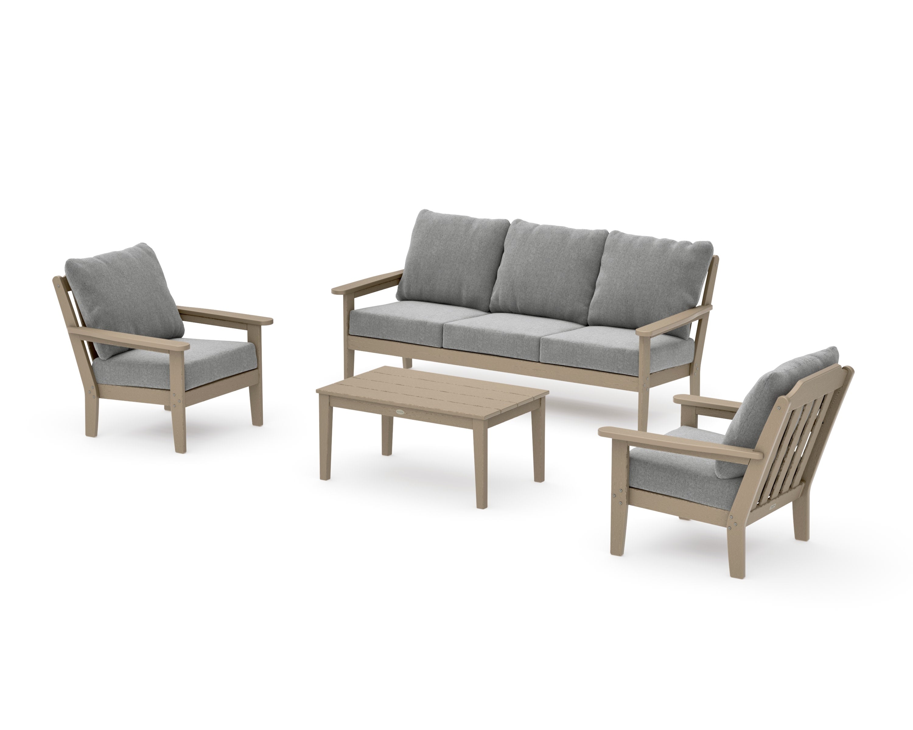 Cottage 4-Piece Deep Seating Set with Sofa in Vintage Sahara / Grey Mist