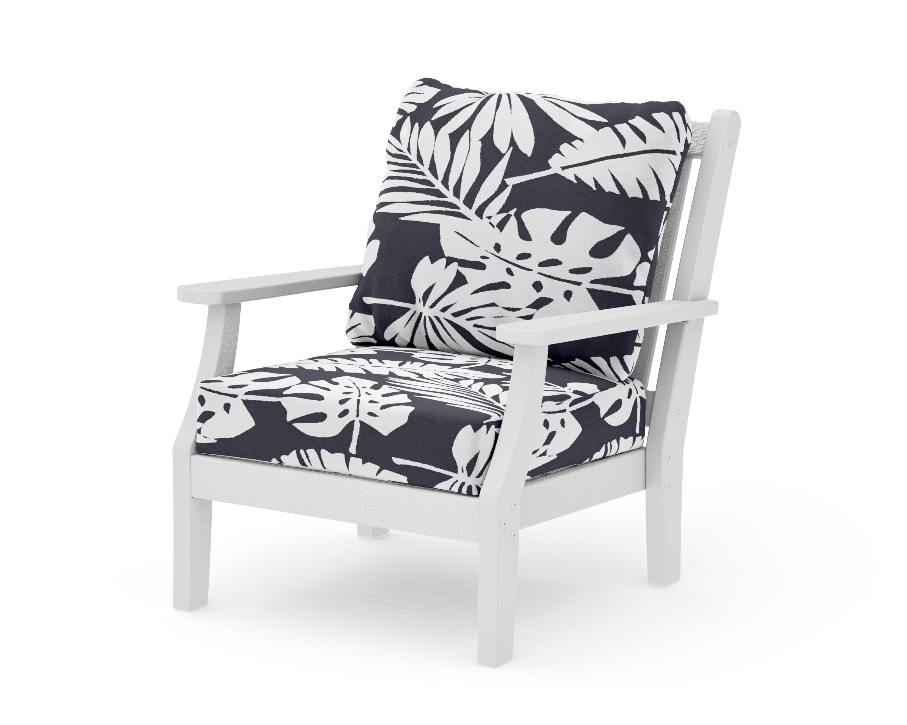 Wovendale Deep Seating Chair in Vintage White / Leaf Navy