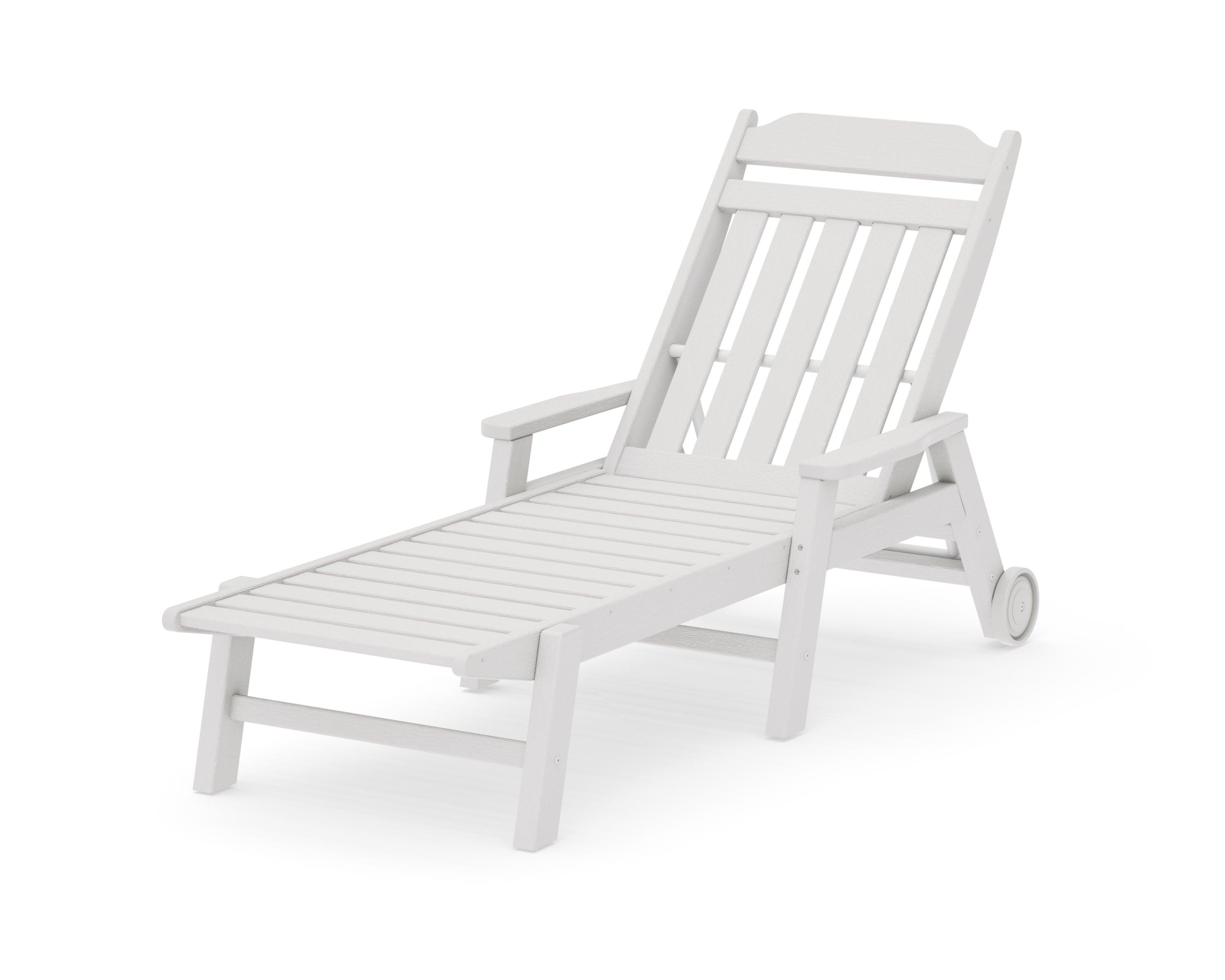 Cottage Chaise with Arms and Wheels in Vintage White