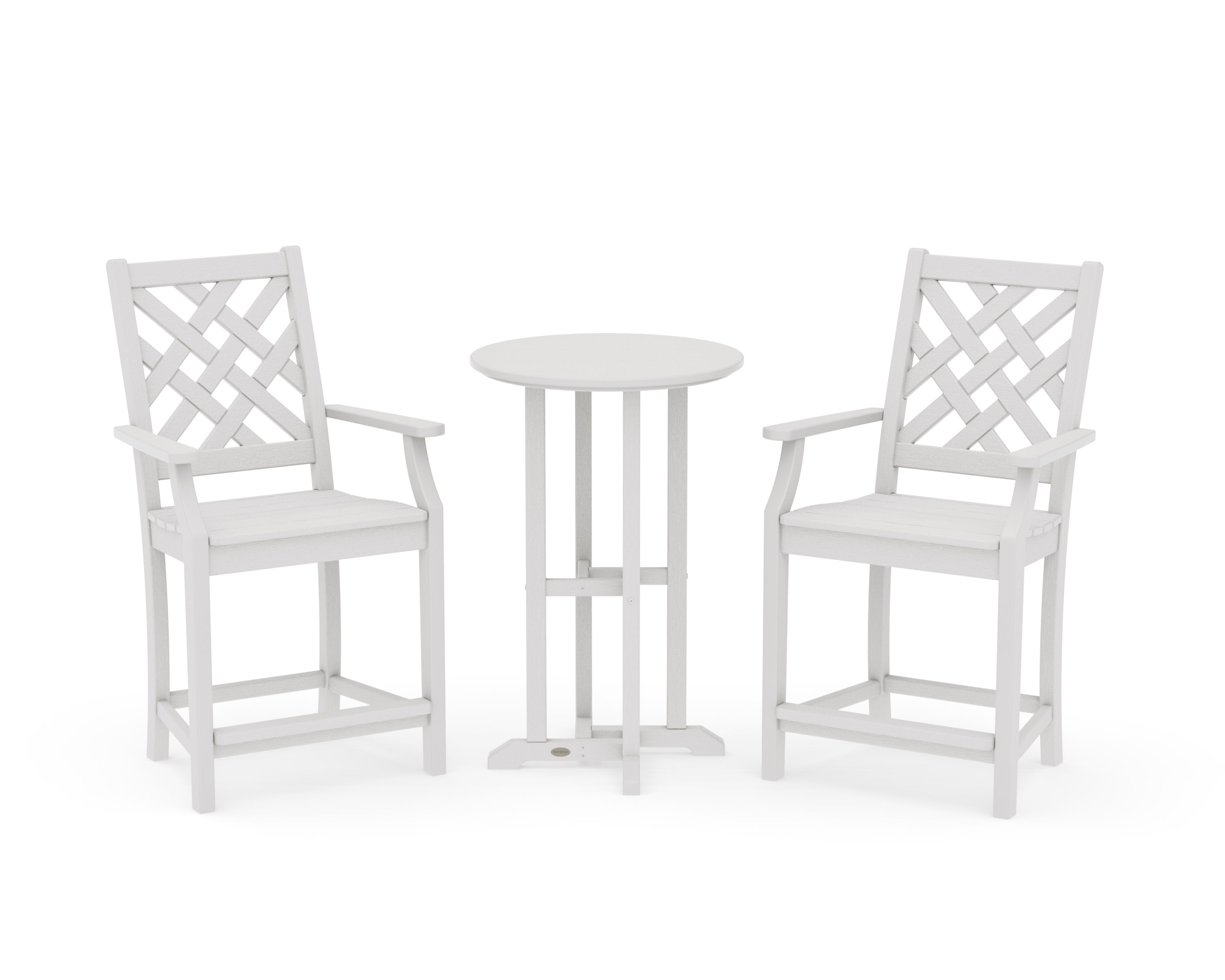 Wovendale 3-Piece Farmhouse Bistro Counter Set in Vintage White