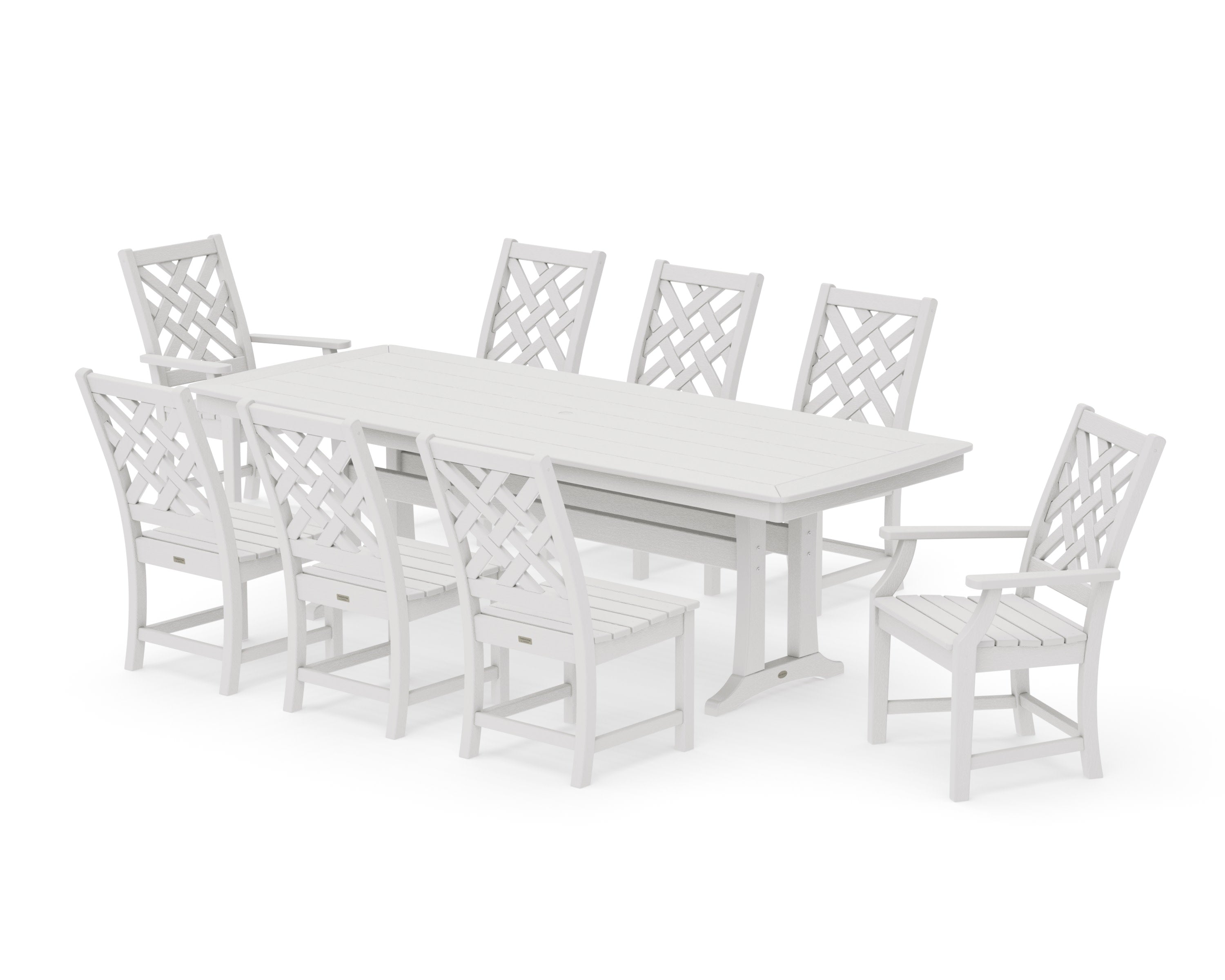 Wovendale 9-Piece Dining Set with Trestle Legs in Vintage White