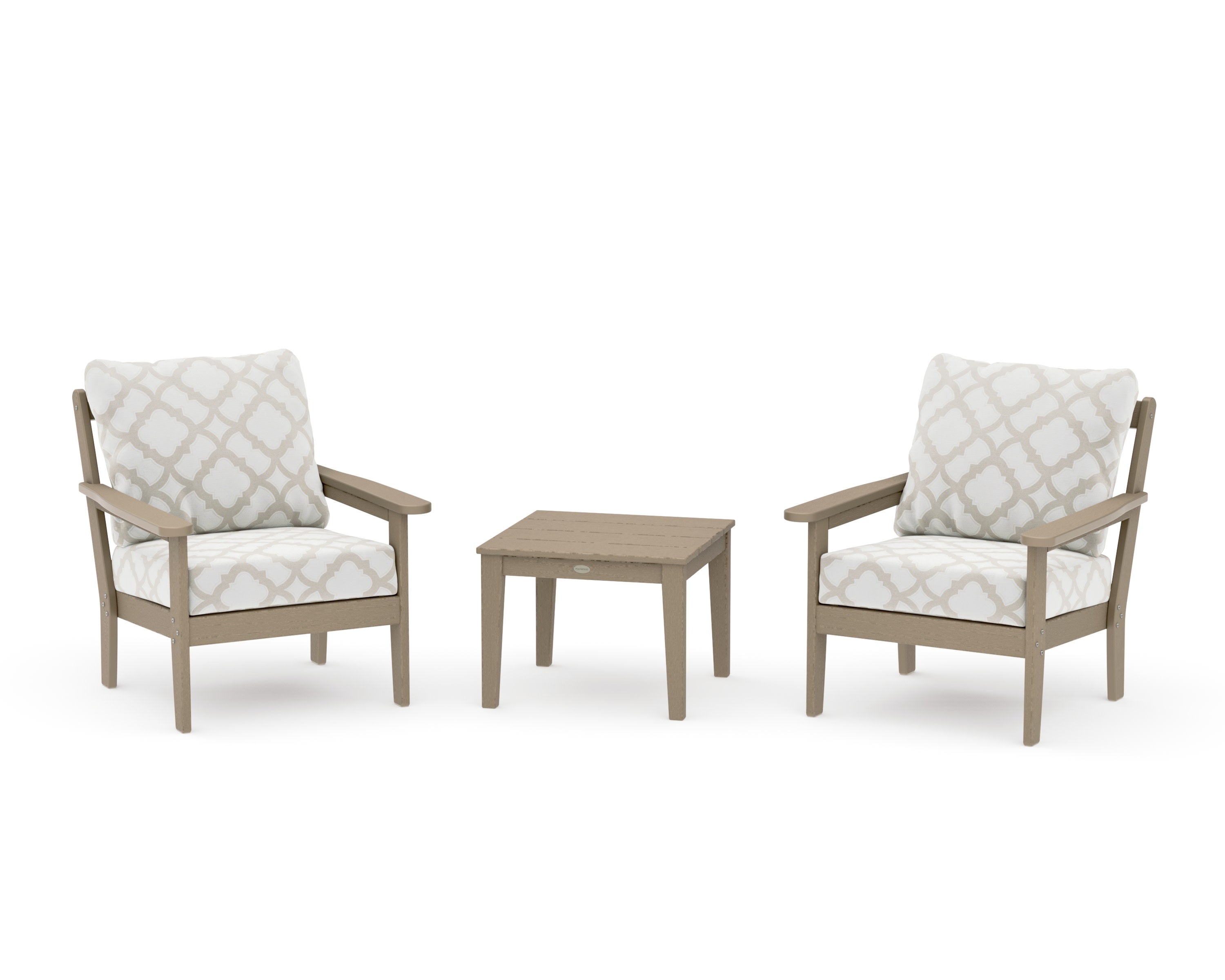 Cottage 3-Piece Deep Seating Set in Vintage Sahara / Trellis Dune Burlap