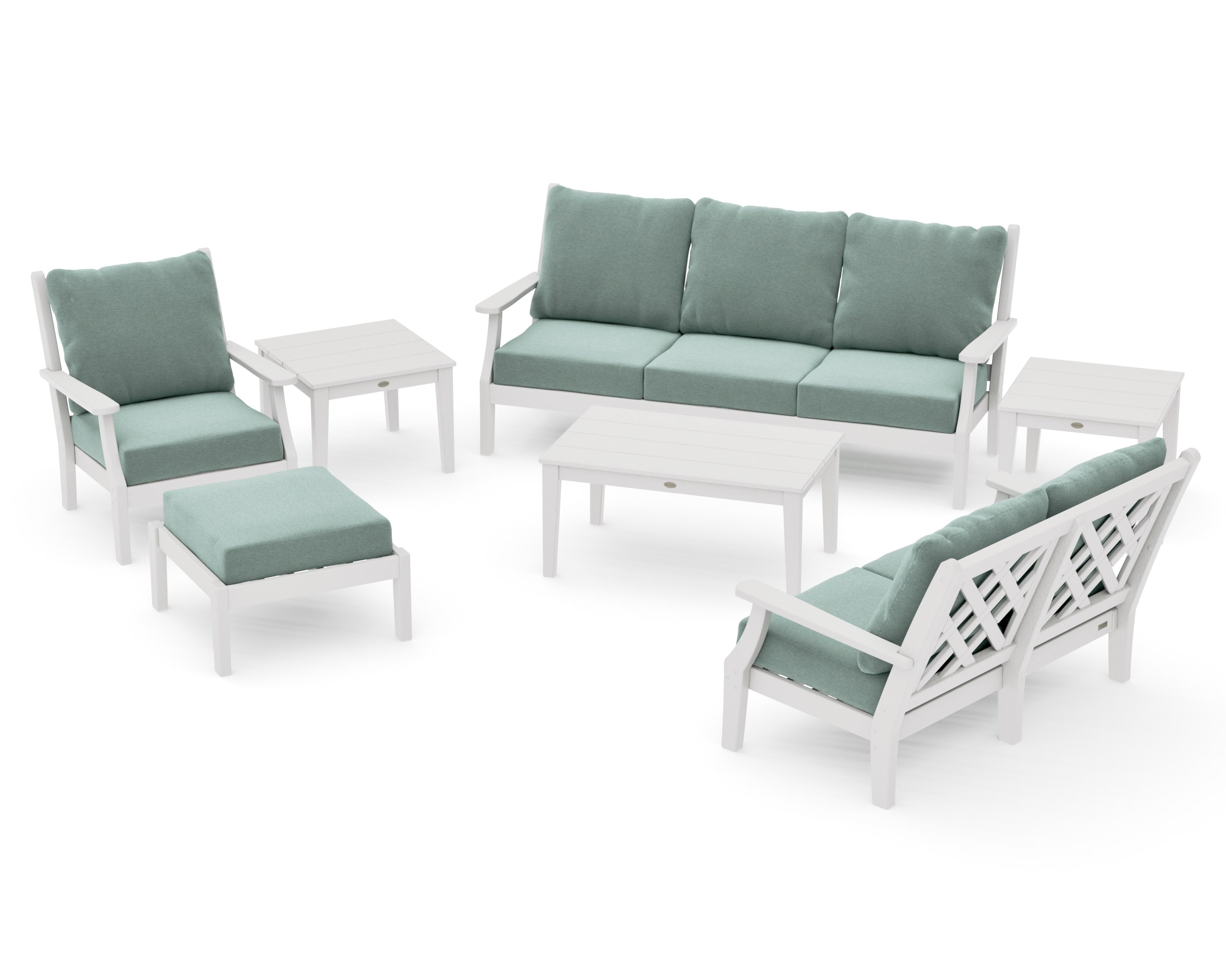 Wovendale 7-Piece Deep Seating Set in Vintage White / Glacier Spa