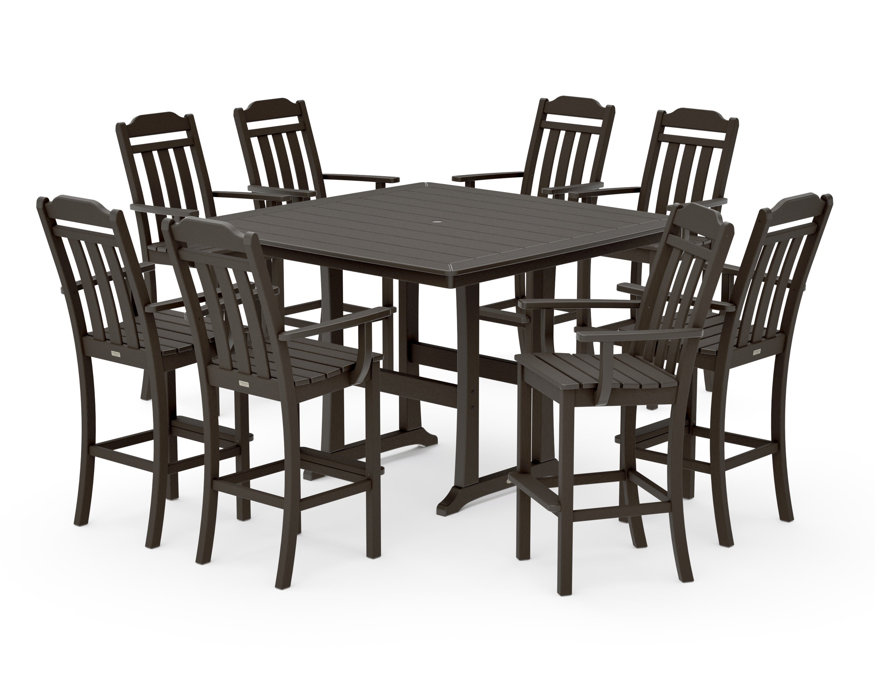 Cottage 9-Piece Bar Set with Trestle Legs in Vintage Coffee