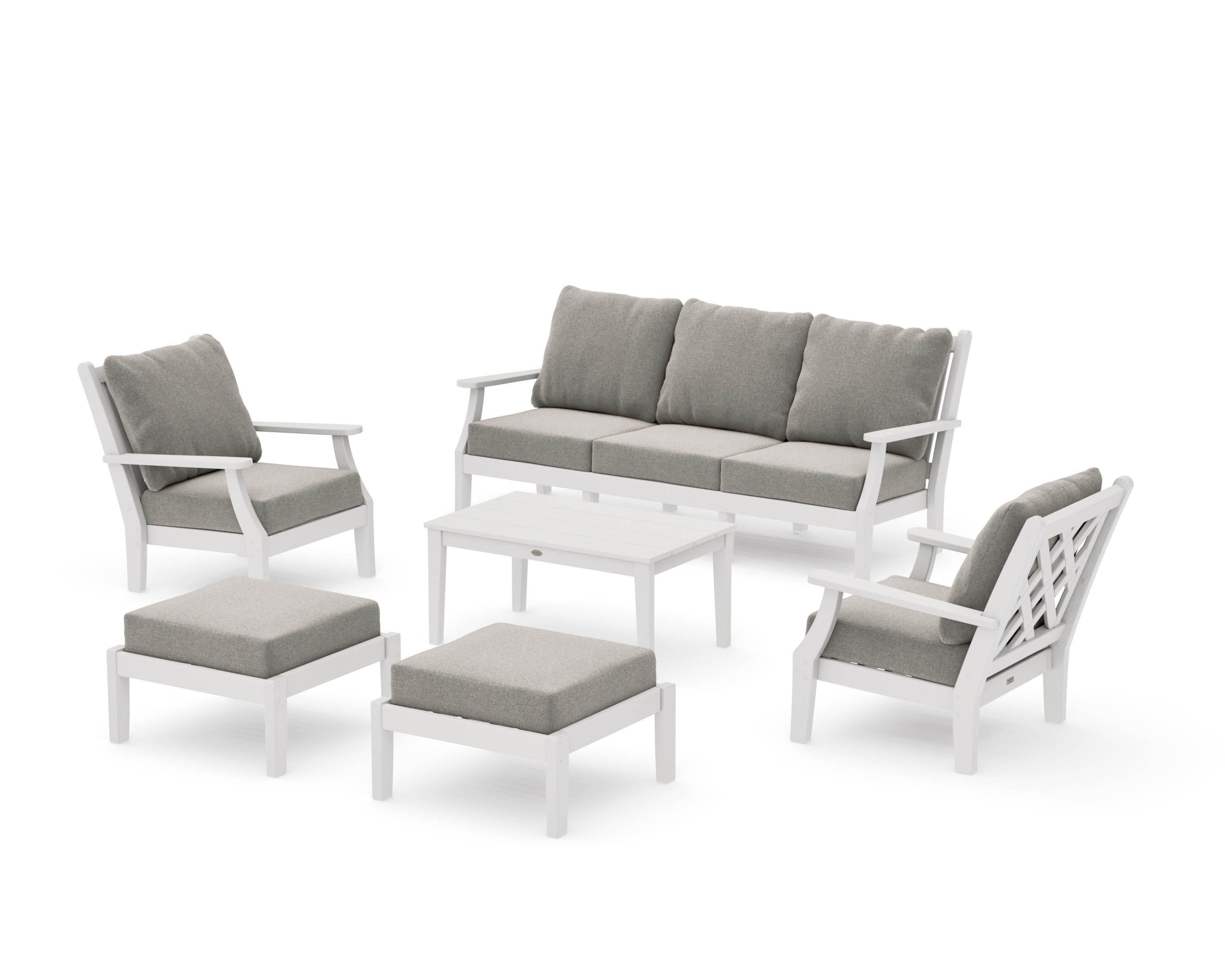Wovendale 6-Piece Lounge Sofa Set in Vintage White / Weathered Tweed