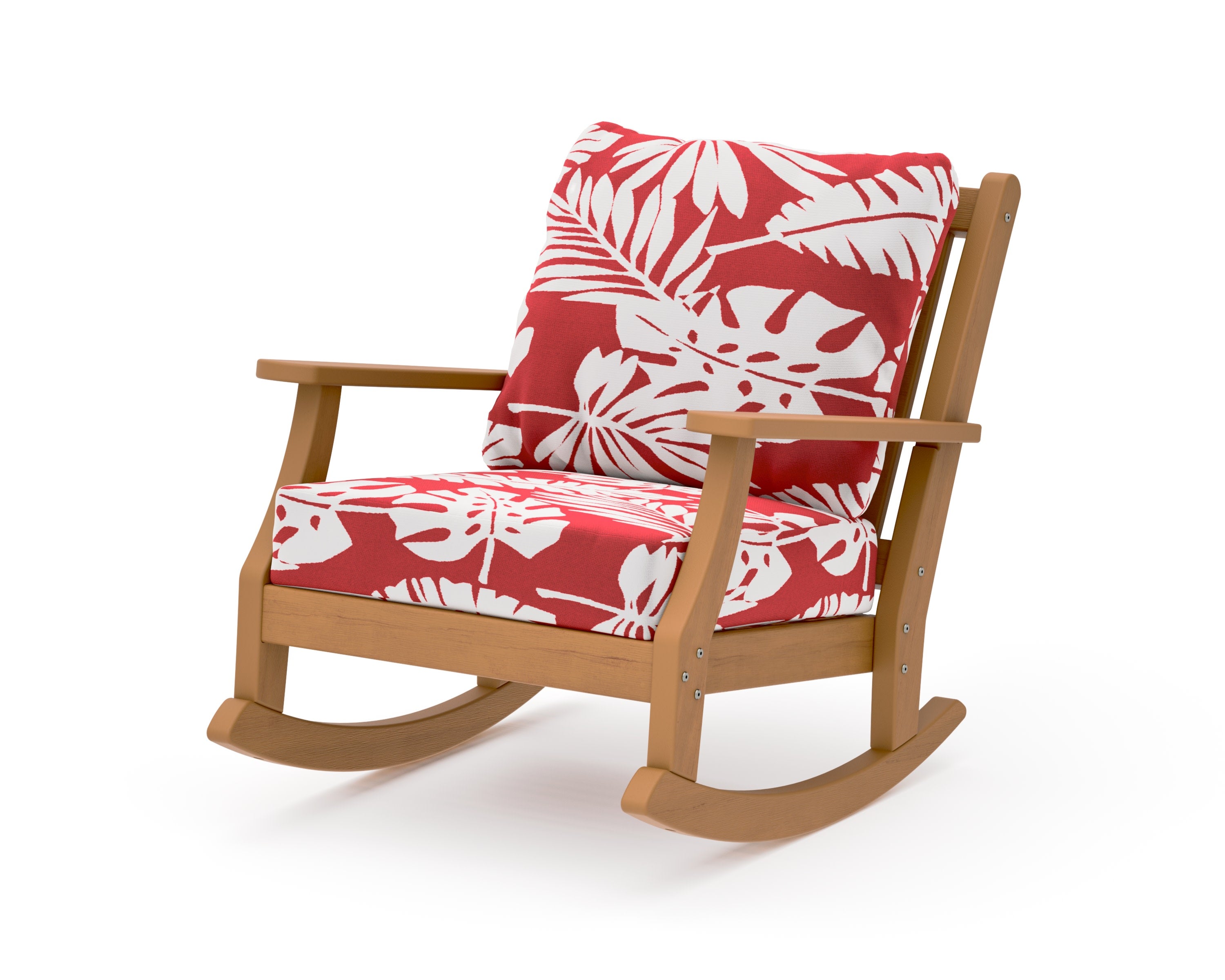 Wovendale Deep Seating Rocking Chair in Natural / Leaf Crimson