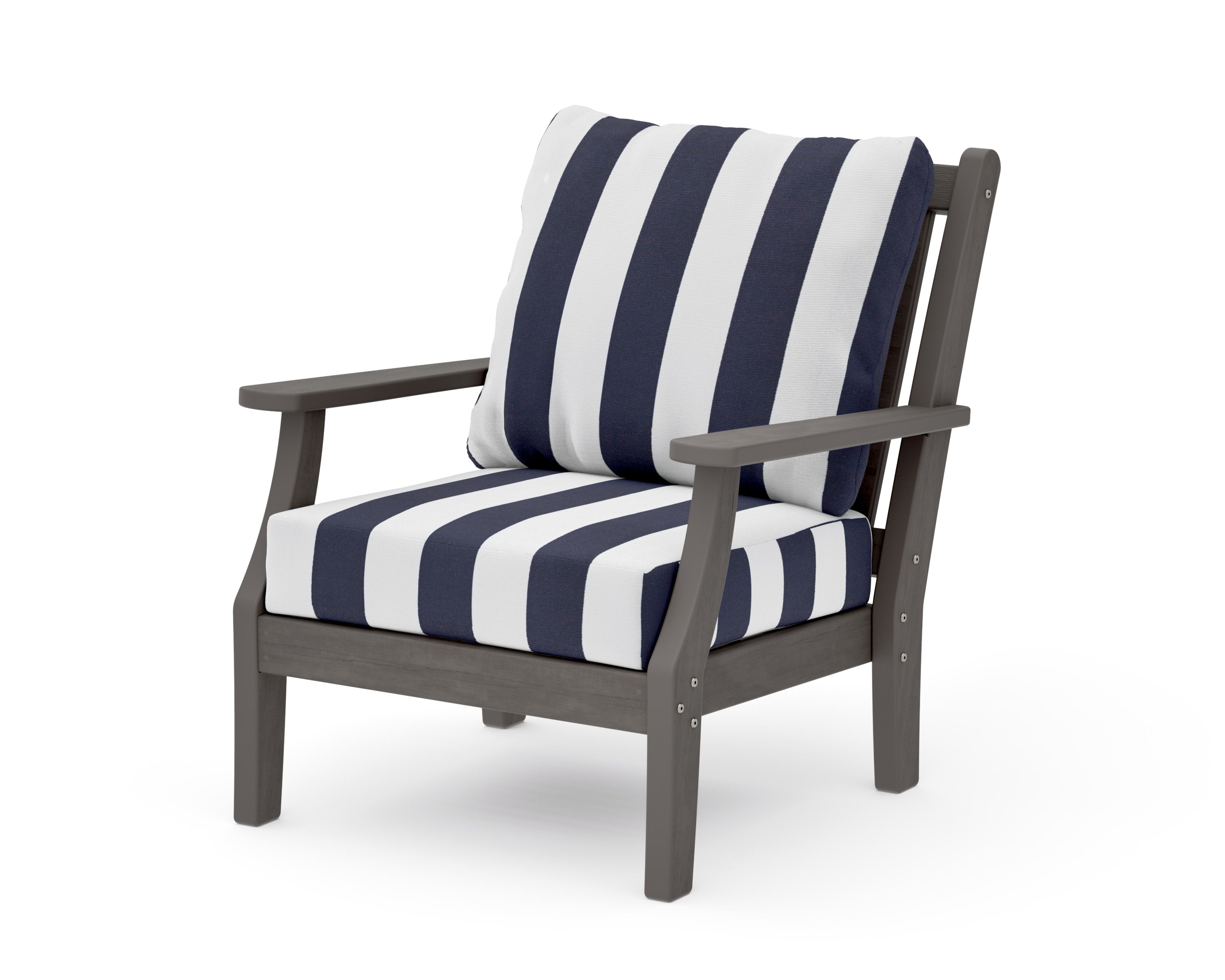Wovendale Deep Seating Chair in Driftwood / Cabana Stripe Navy