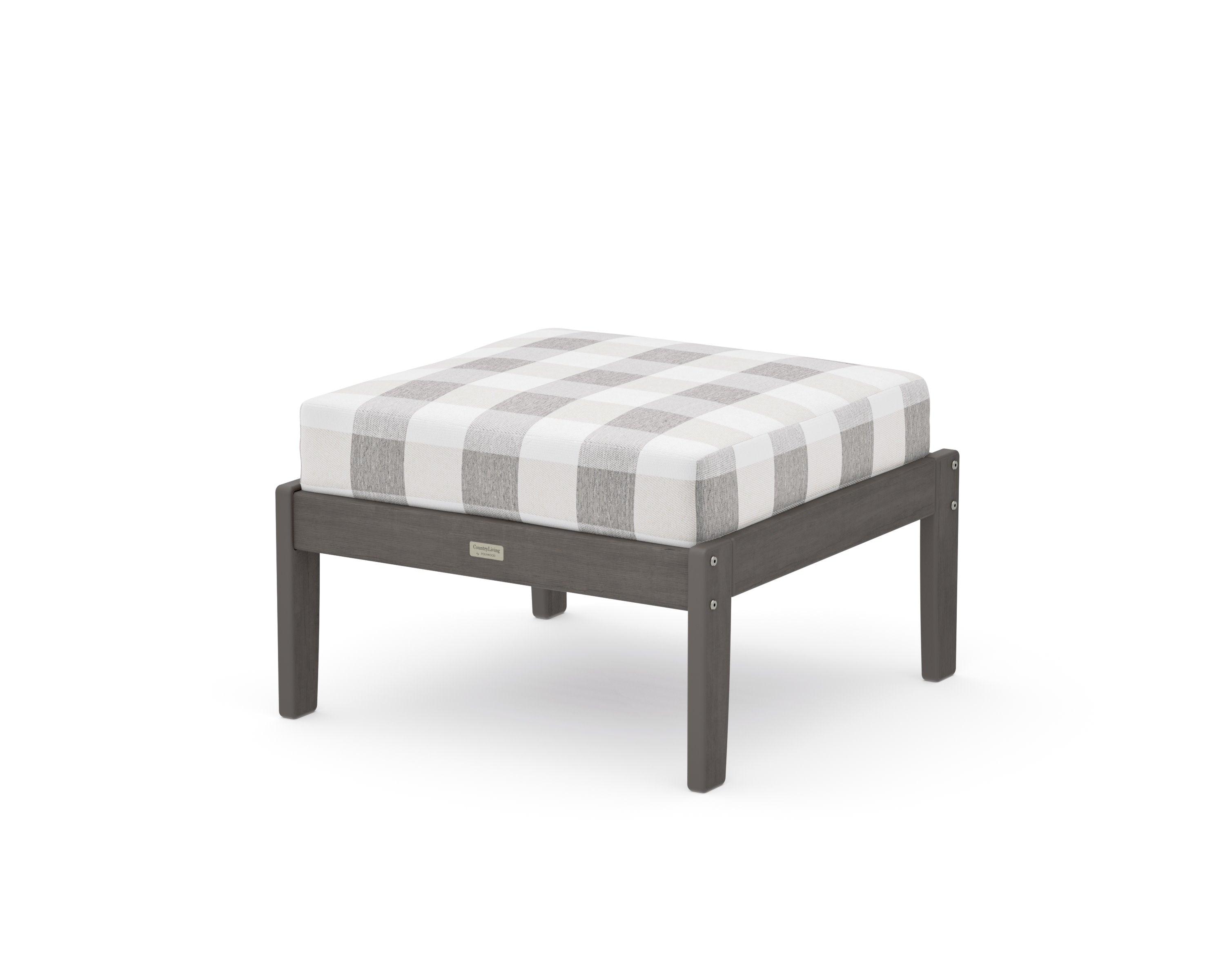 Cottage Deep Seating Ottoman in Driftwood / Buffalo Plaid Grey Mist