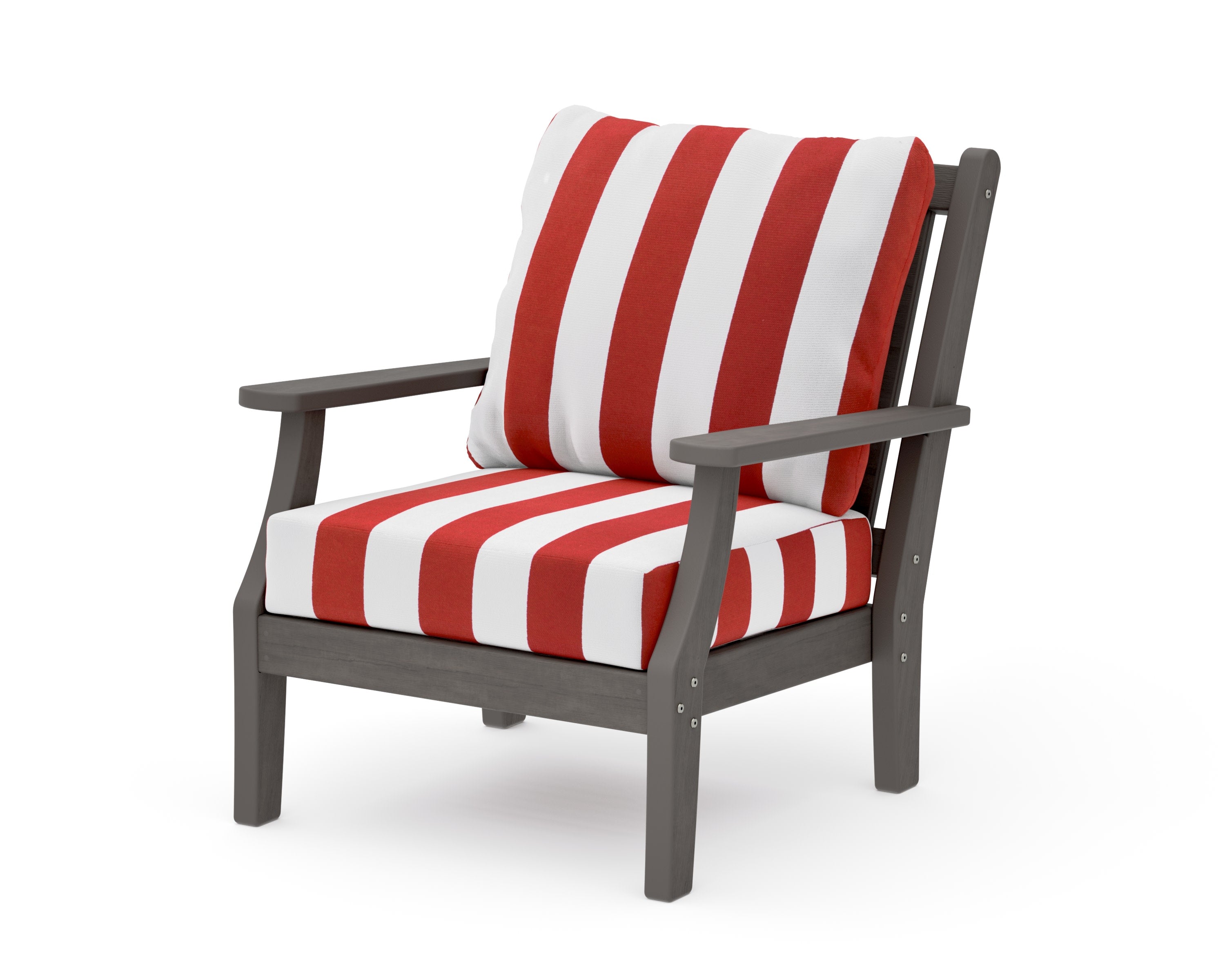 Wovendale Deep Seating Chair in Driftwood / Cabana Stripe Crimson