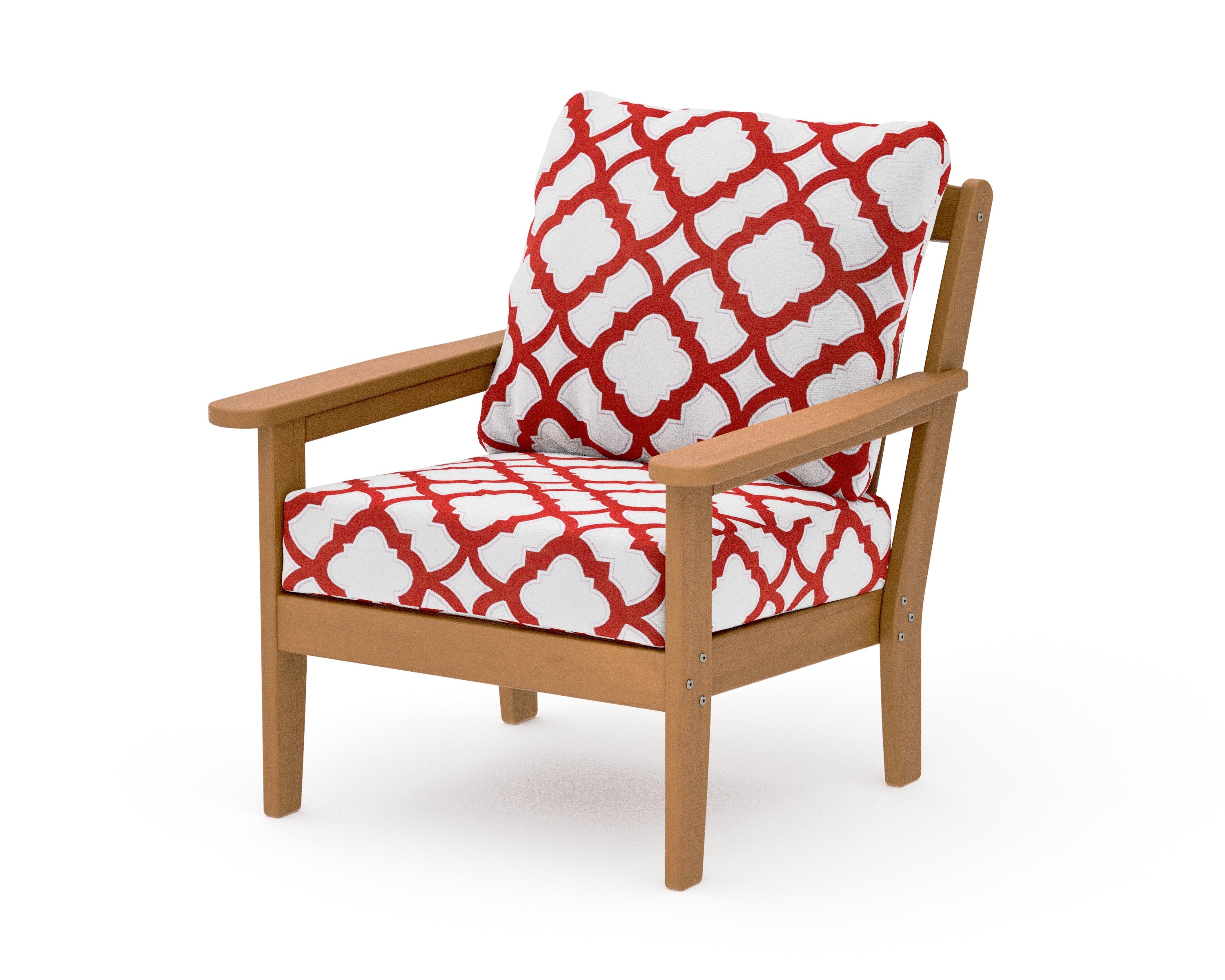 Cottage Deep Seating Chair in Natural / Trellis Crimson