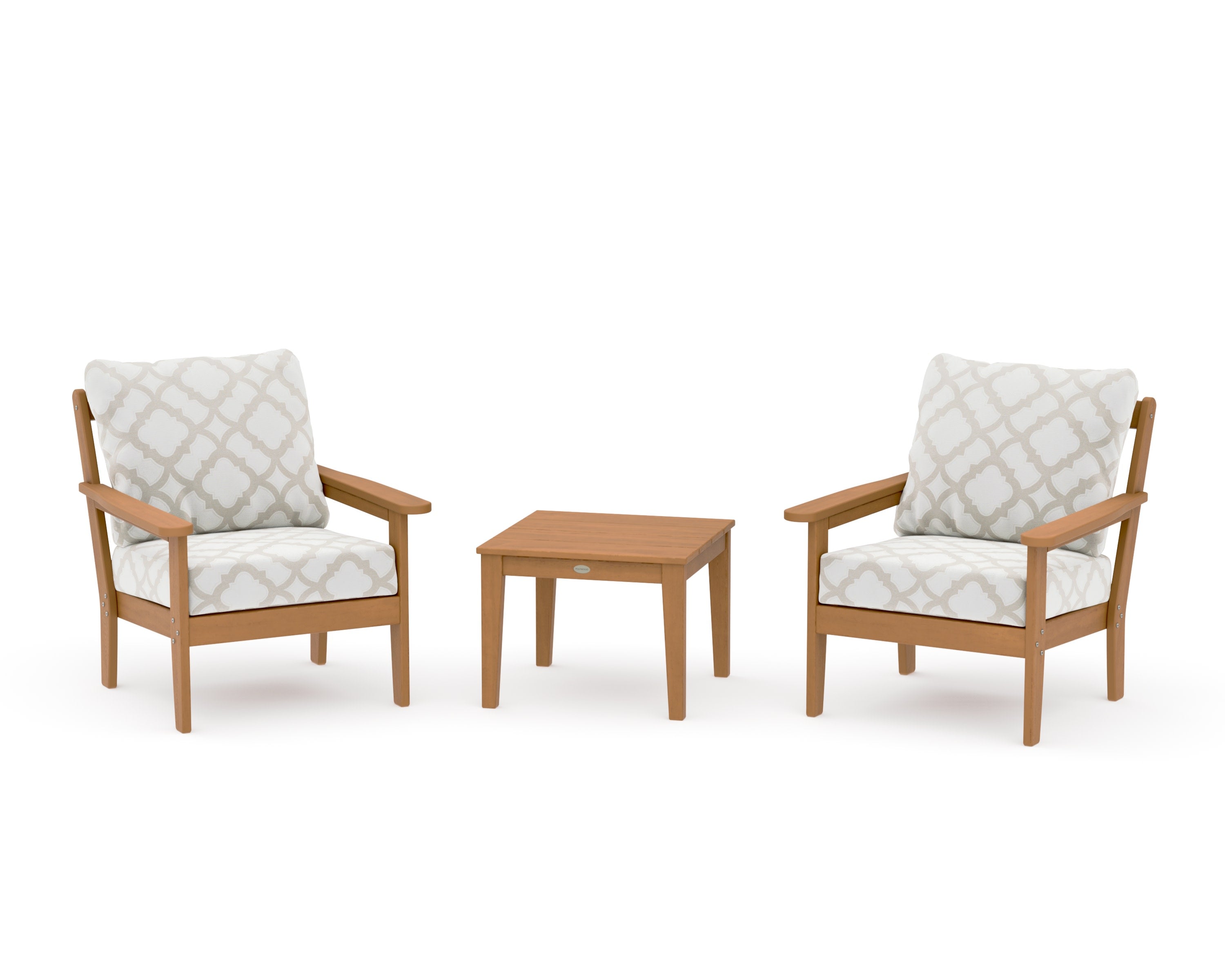 Cottage 3-Piece Deep Seating Set in Natural / Trellis Dune Burlap