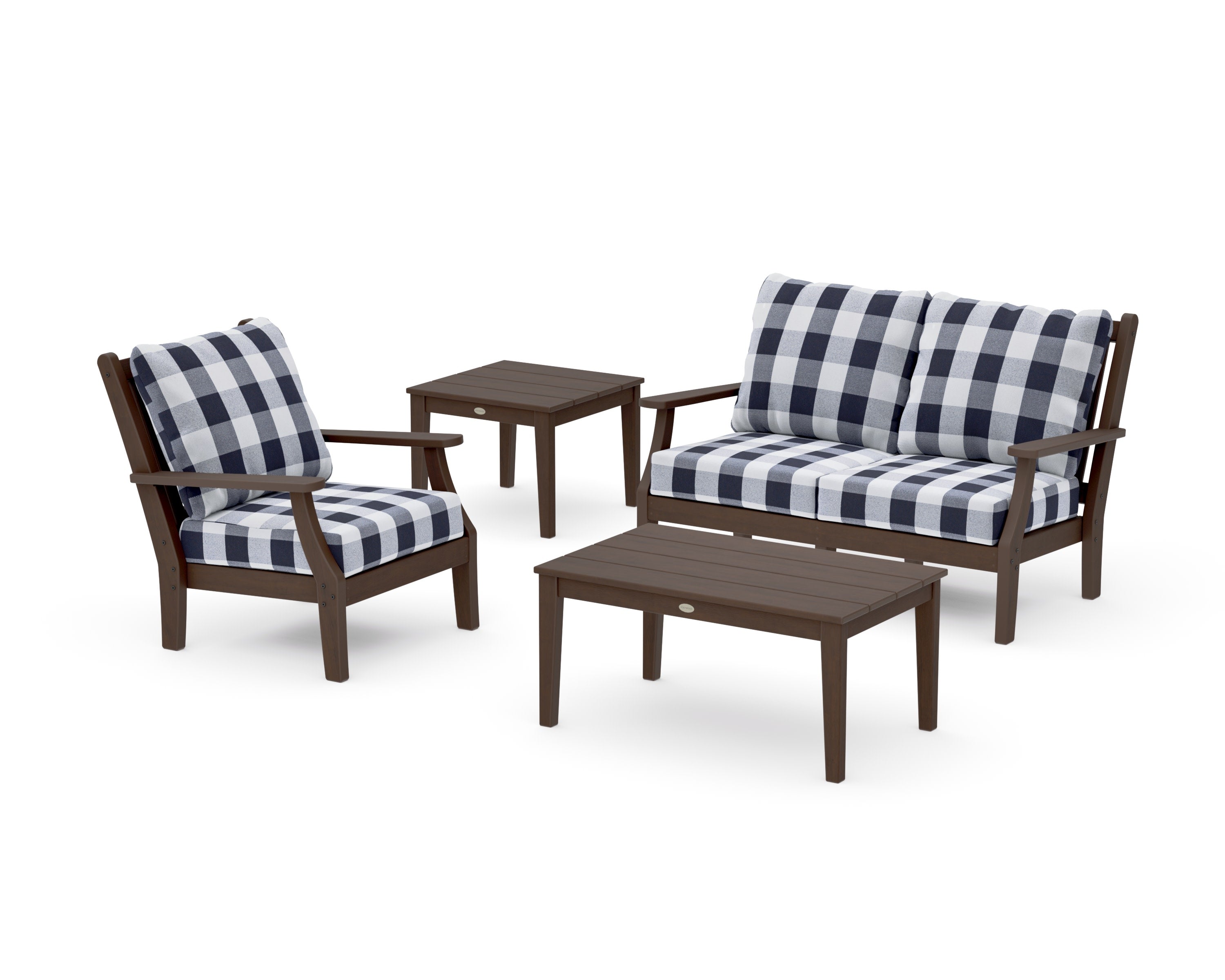 Wovendale 4-Piece Deep Seating Set in Kona / Buffalo Plaid Navy