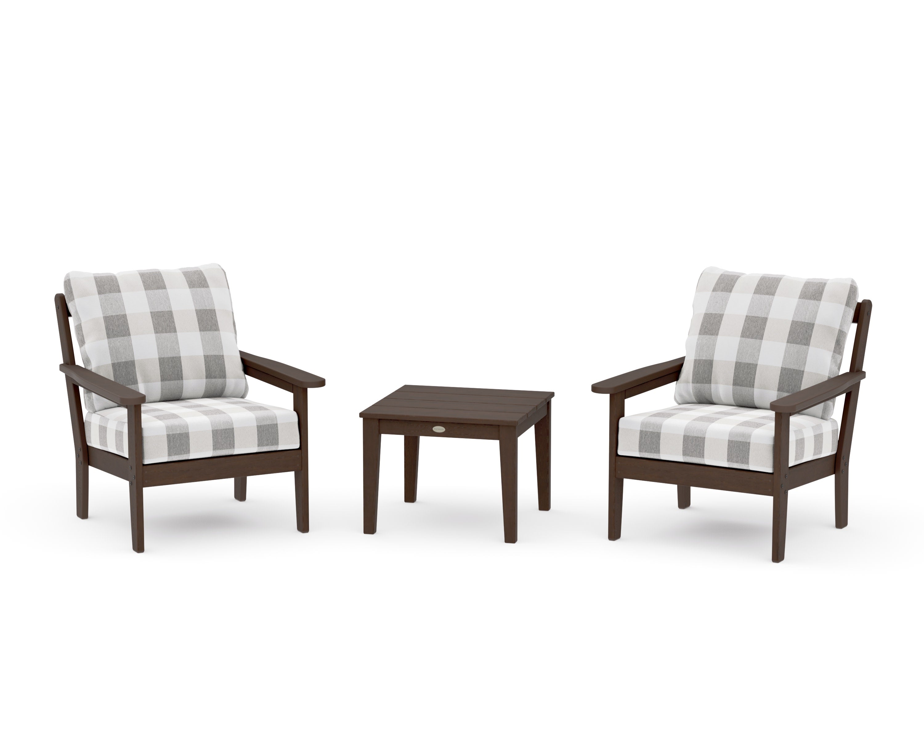 Cottage 3-Piece Deep Seating Set in Kona / Buffalo Plaid Grey Mist