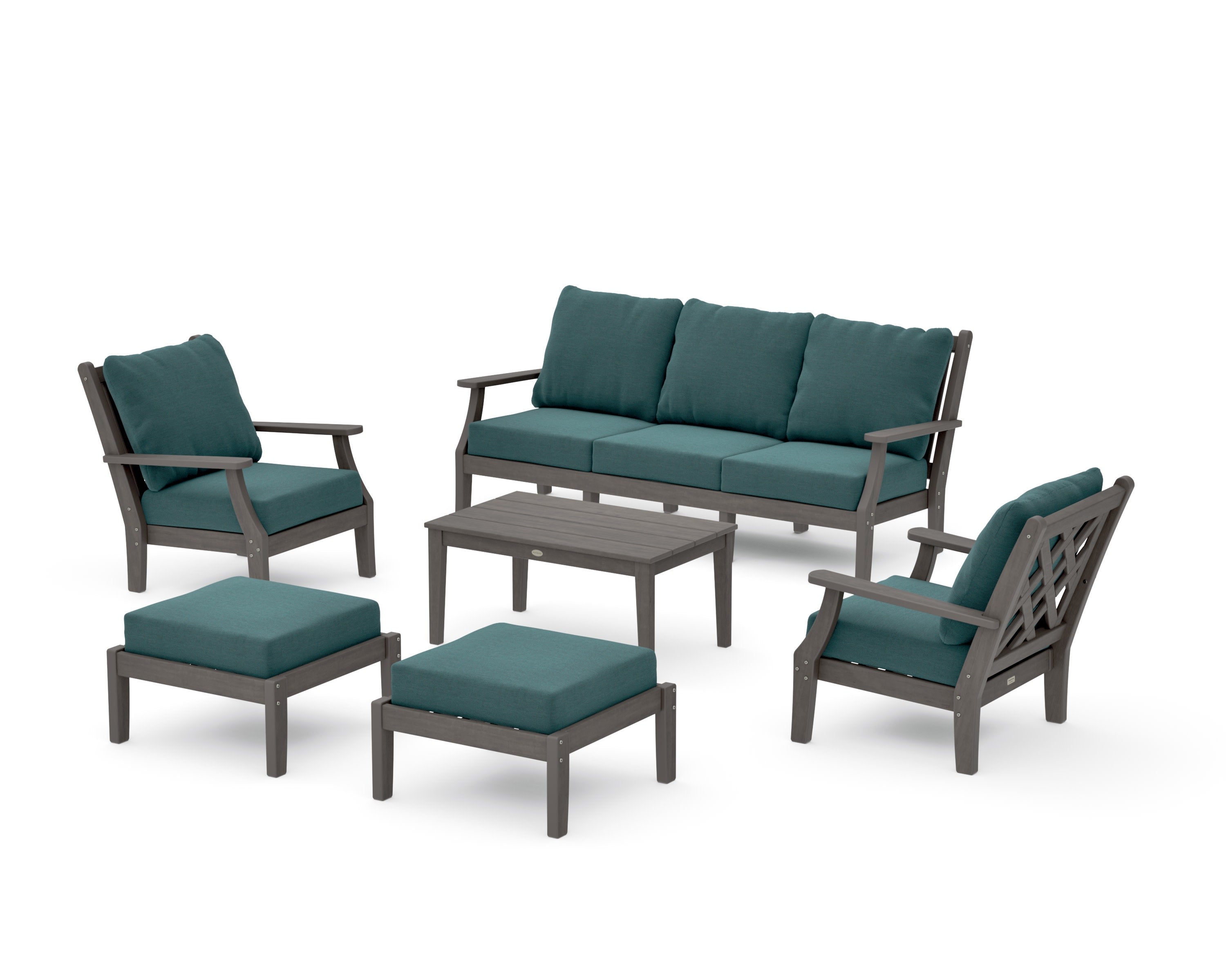 Wovendale 6-Piece Lounge Sofa Set in Driftwood / Ocean Teal