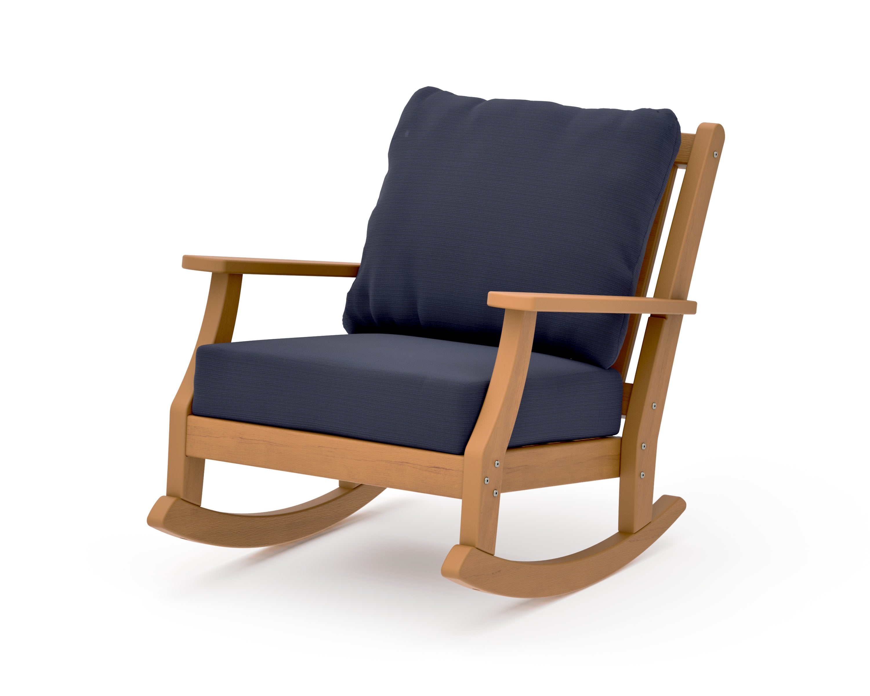 Wovendale Deep Seating Rocking Chair in Natural / Navy Linen