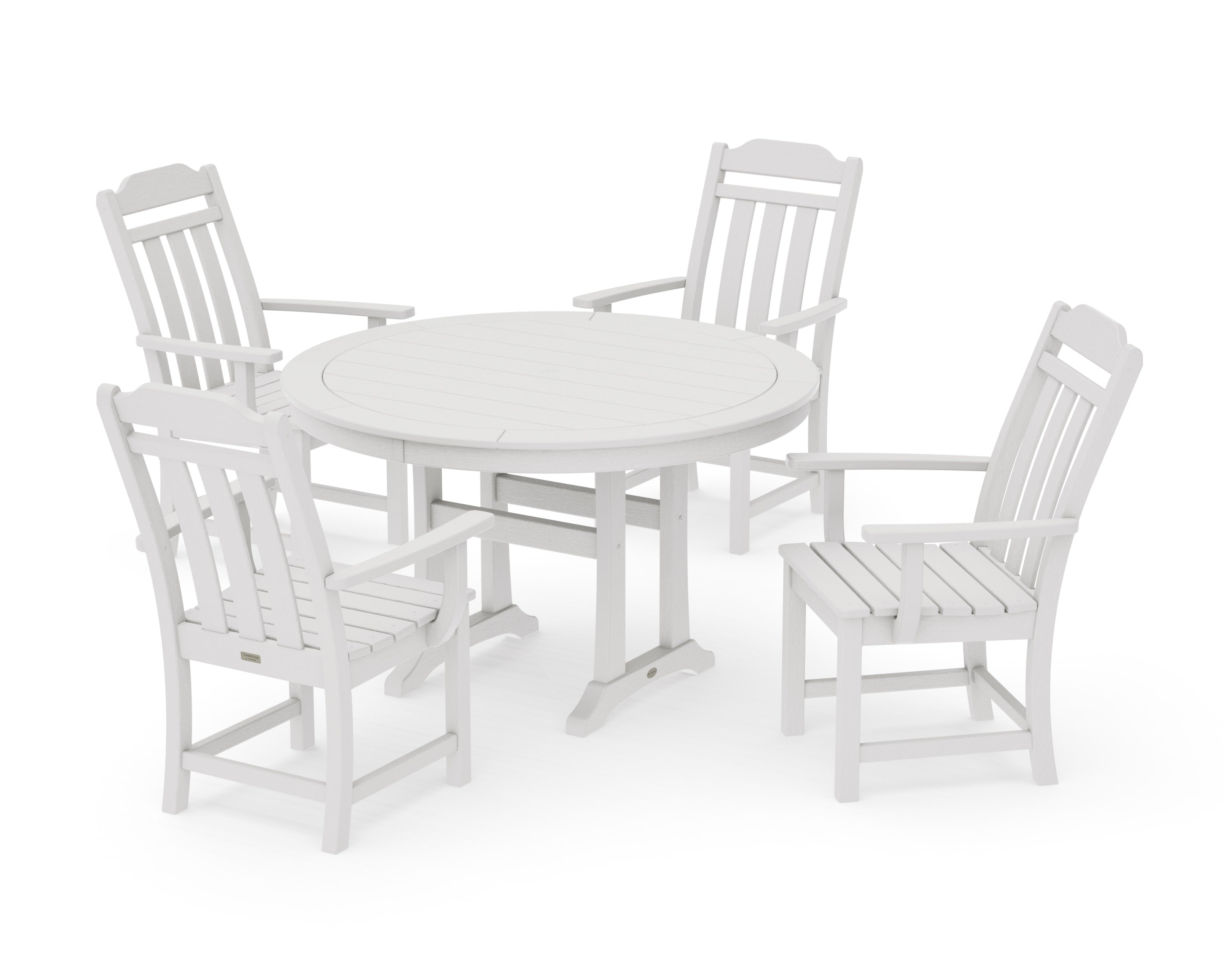 Cottage 5-Piece Round Dining Set with Trestle Legs in Vintage White