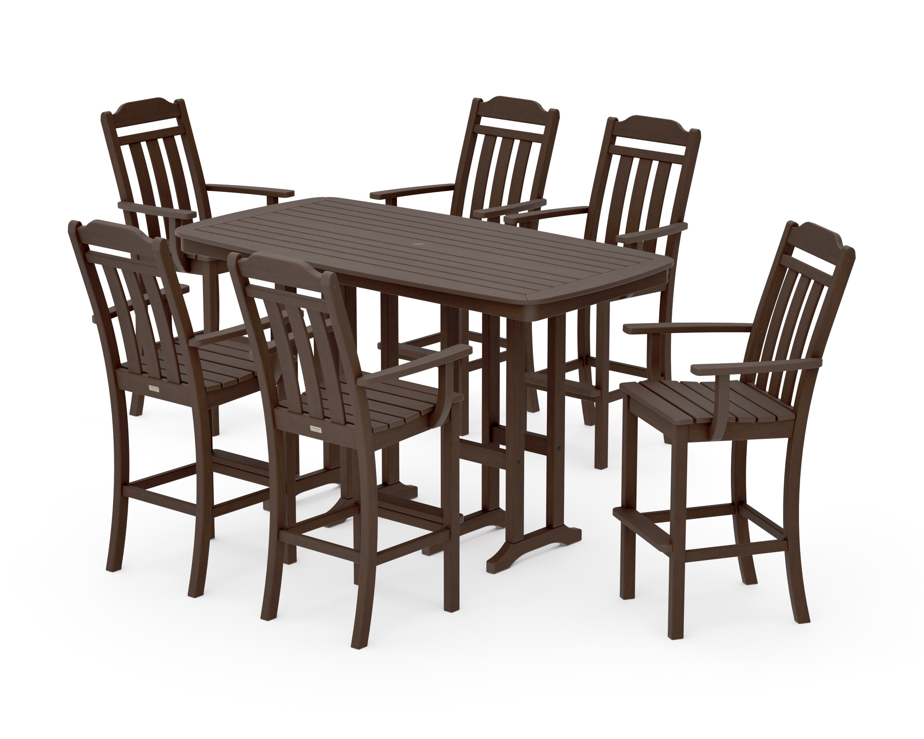 Cottage Arm Chair 7-Piece Bar Set in Kona
