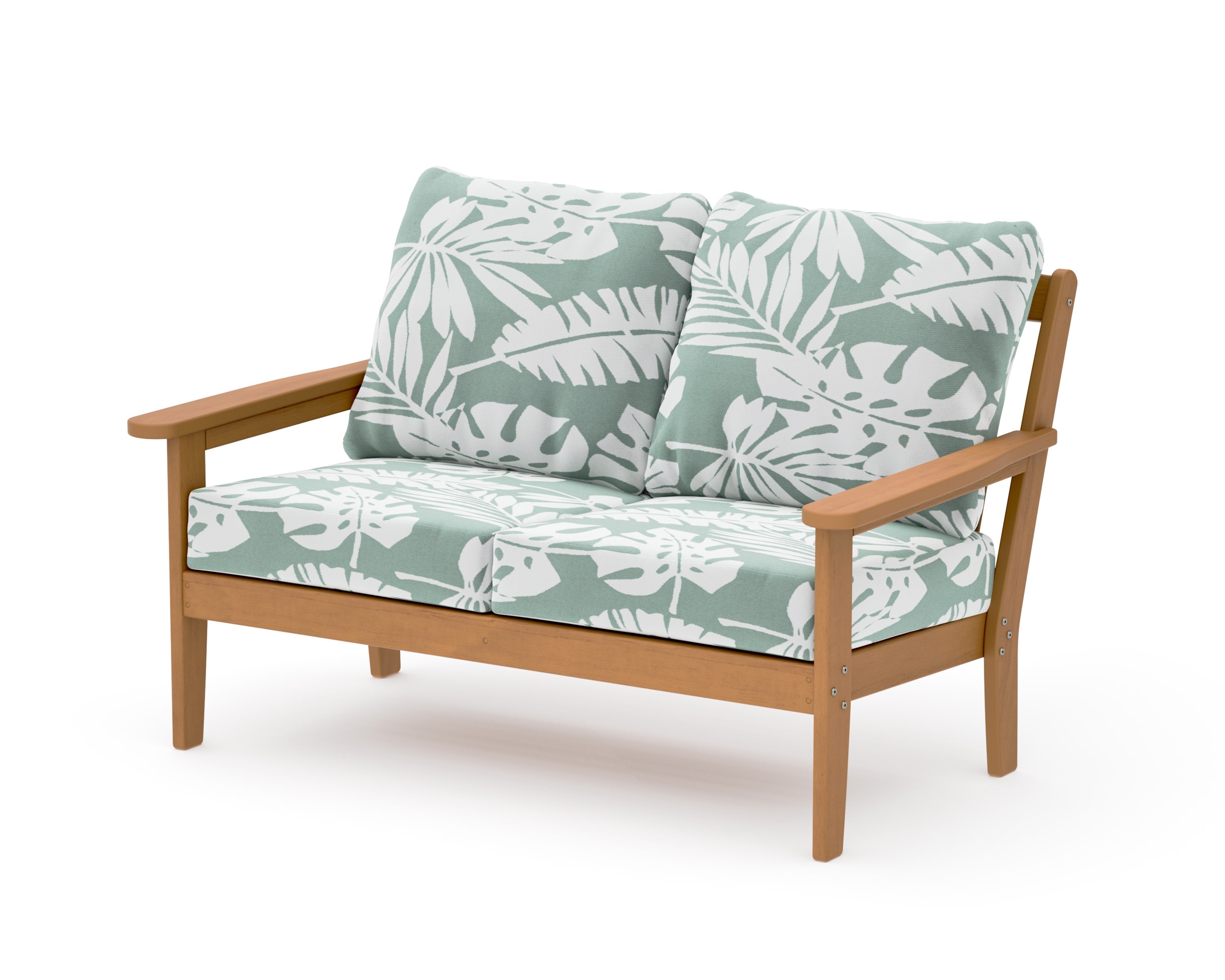 Cottage Deep Seating Loveseat in Natural / Leaf Glacier Spa