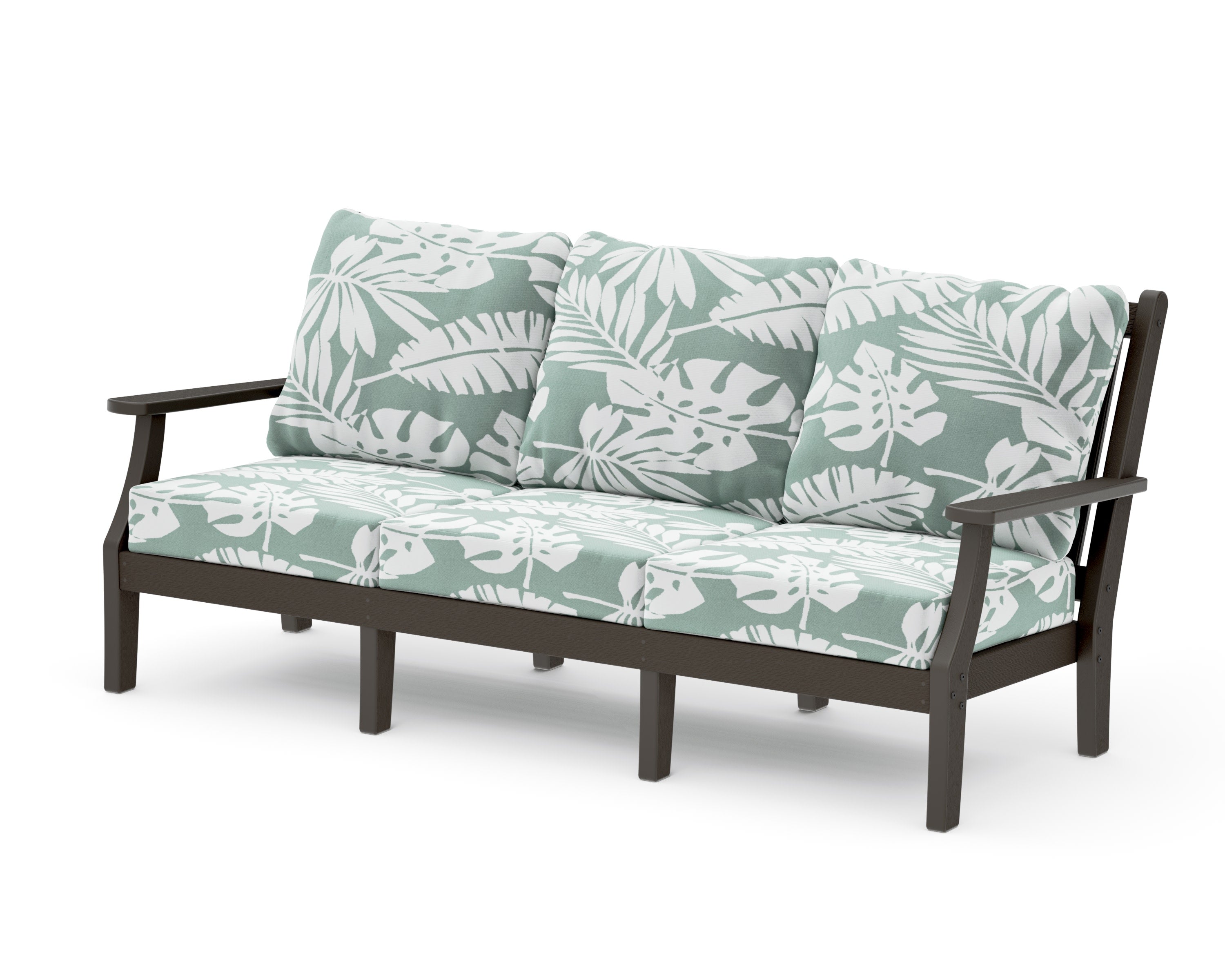 Wovendale Deep Seating Sofa in Vintage Coffee / Leaf Glacier Spa