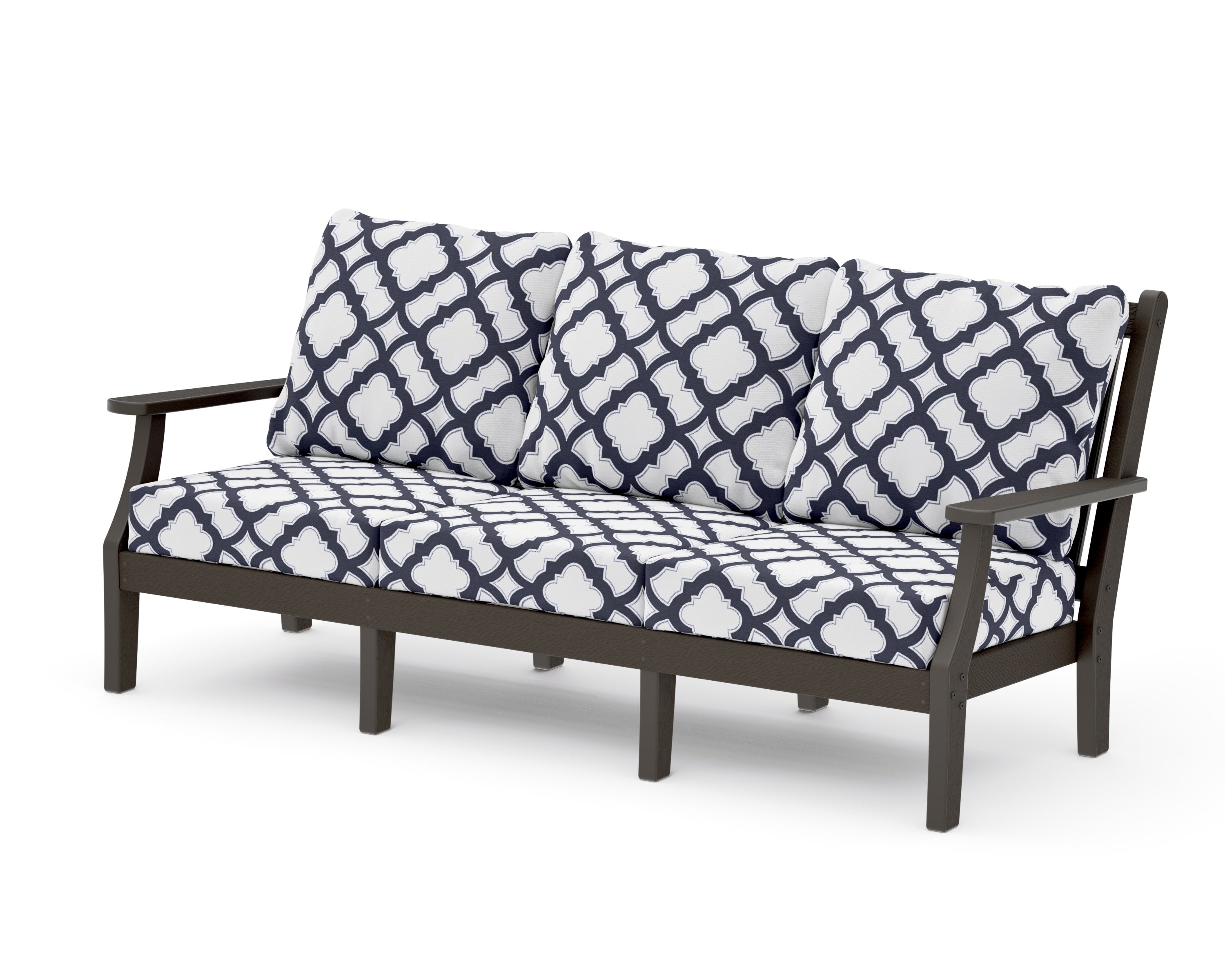 Wovendale Deep Seating Sofa in Vintage Coffee / Trellis Navy
