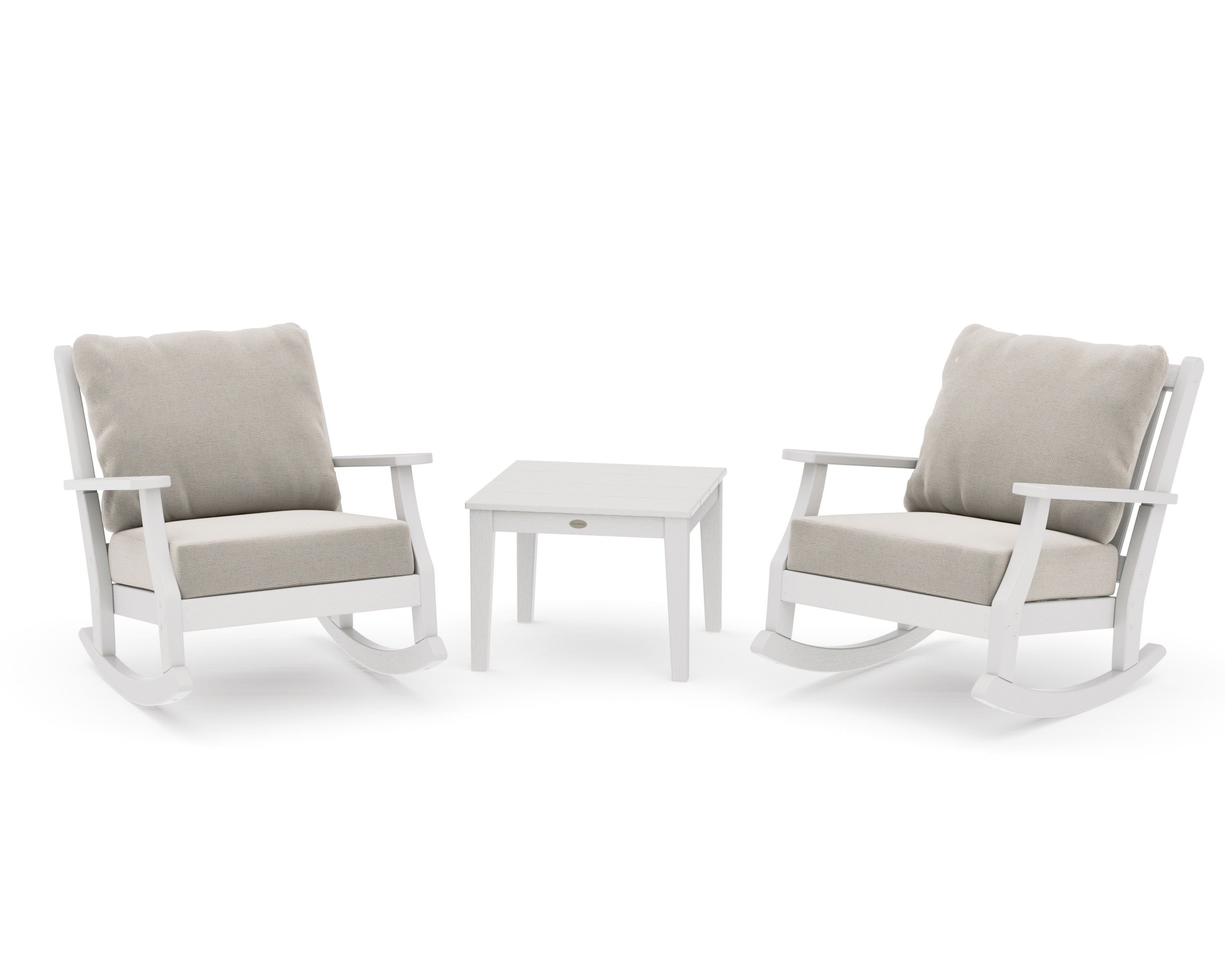 Wovendale 3-Piece Deep Seating Rocker Set in Vintage White / Dune Burlap
